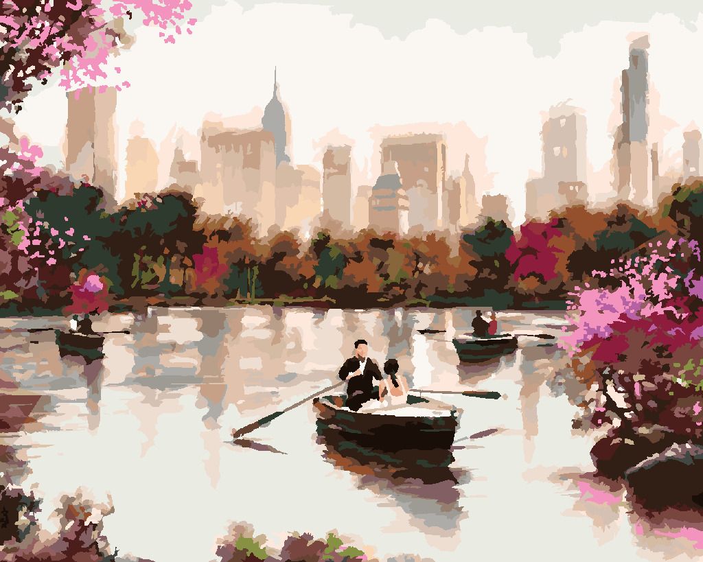 zuty Malování podle čísel - PÁR NA LOĎCE V NEW YORKU (RICHARD MACNEIL) - Rozměr: 40x50 cm, Rámování: Varianta: bez rámu a bez vypnutí plátna - obrázek 3