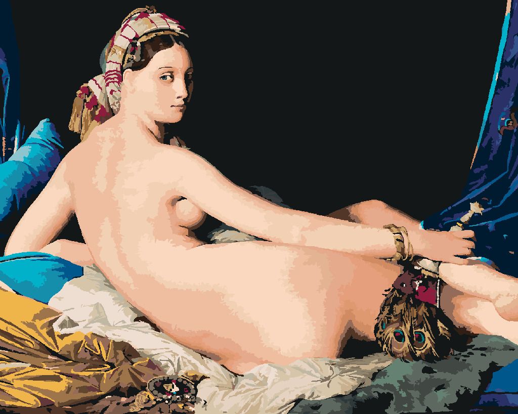 zuty Malování podle čísel - VELKÁ ODALISKA (J. A. D. INGRES) - Rozměr: 40x50 cm, Rámování: Varianta: bez rámu a bez vypnutí plátna - obrázek 4
