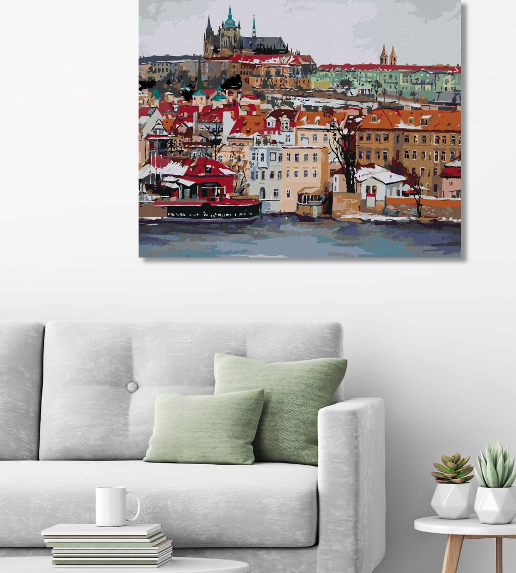 zuty Malování podle čísel - ZIMNÍ PRAŽSKÝ HRAD - Rozměr: 40x50 cm, Rámování: Varianta: bez rámu a bez vypnutí plátna - obrázek 8
