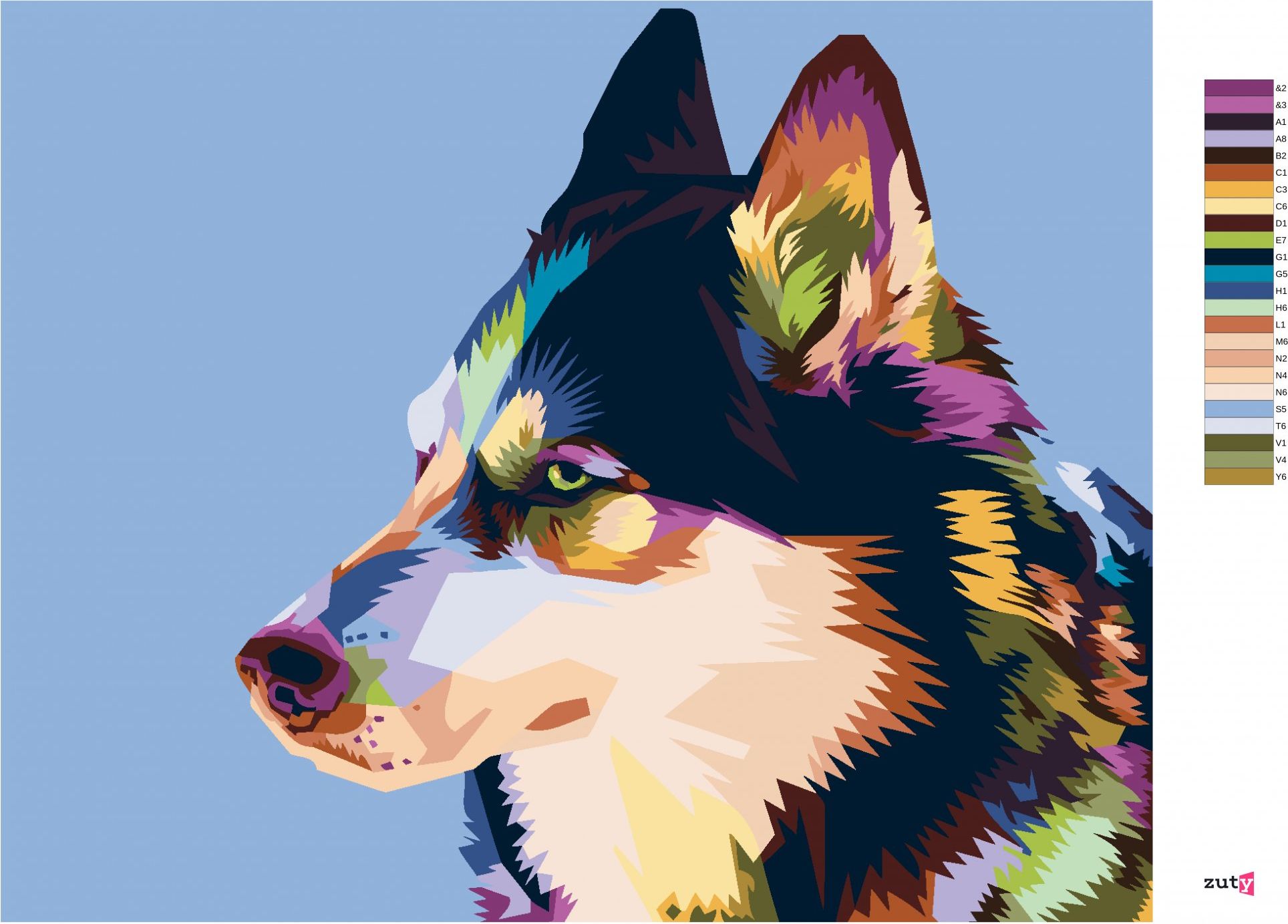 zuty Malování podle čísel - BAREVNÝ HUSKY - Rozměr: 40x50 cm, Rámování: Varianta: vypnuté plátno na rám - obrázek 8