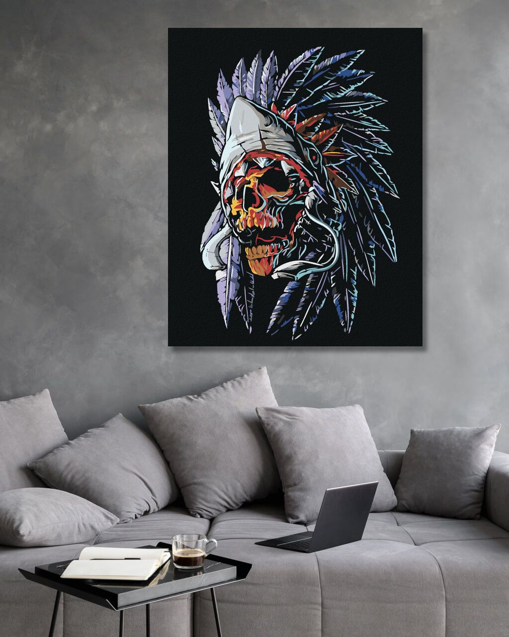 zuty Malování podle čísel - VŮDČÍ LEBKA - Rozměr: 40x50 cm, Rámování: Varianta: vypnuté plátno na rám - obrázek 5