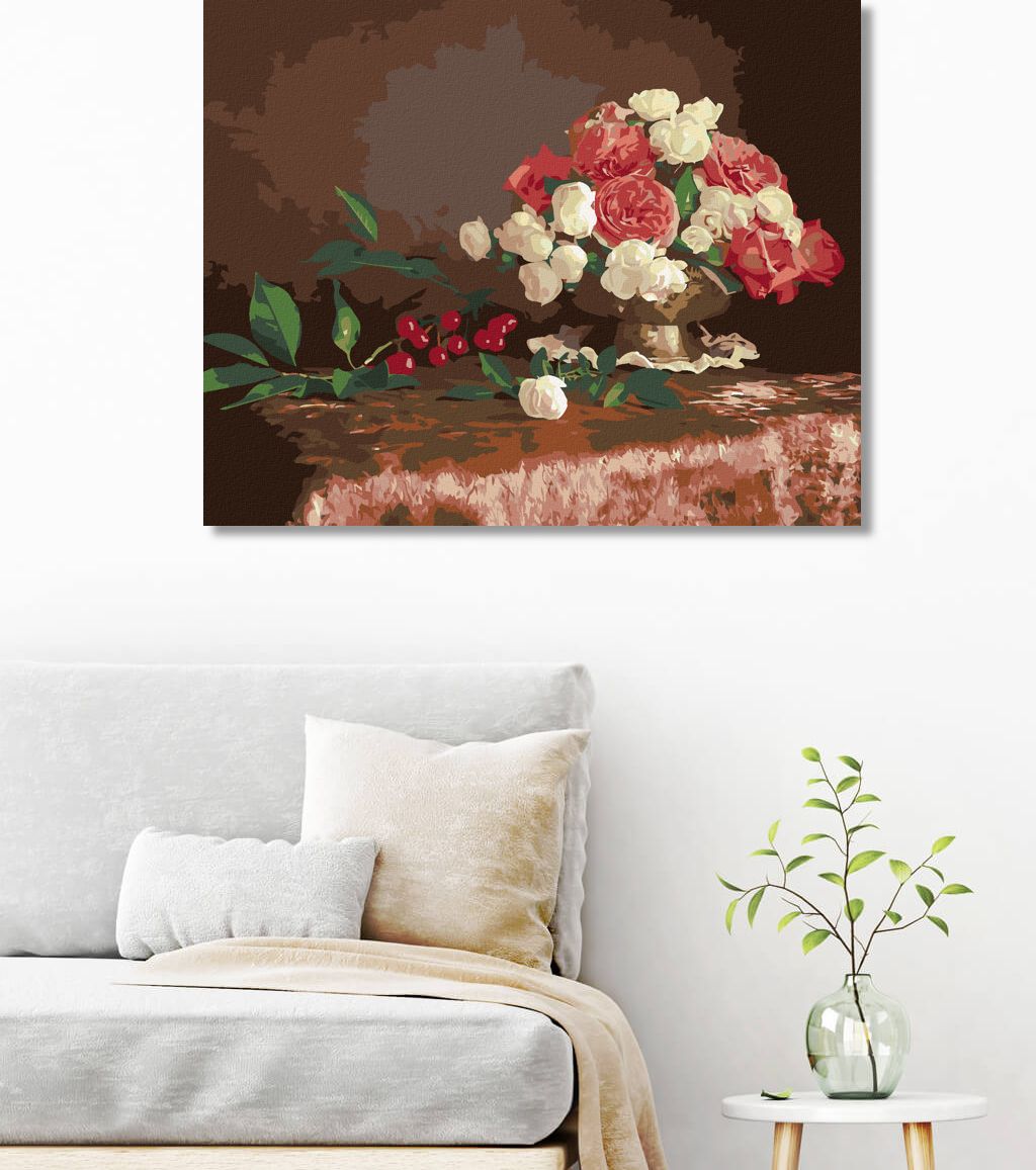 zuty Malování podle čísel - KVĚTINY VE VÁZE A TŘEŠNĚ - Rozměr: 40x50 cm, Rámování: Varianta: vypnuté plátno na rám - obrázek 10