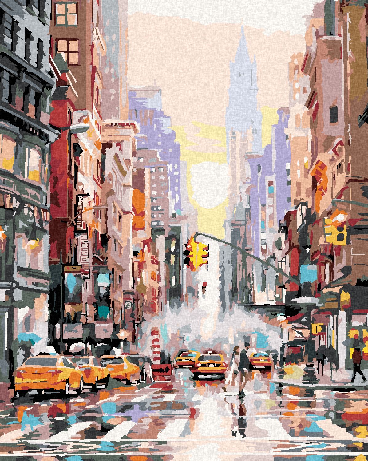 zuty Malování podle čísel - ULICE V NEW YORKU A ŽLUTÉ TAXÍKY (RICHARD MACNEIL) - Rozměr: 40x50 cm, Rámování: Varianta: vypnuté plátno na rám - obrázek 1