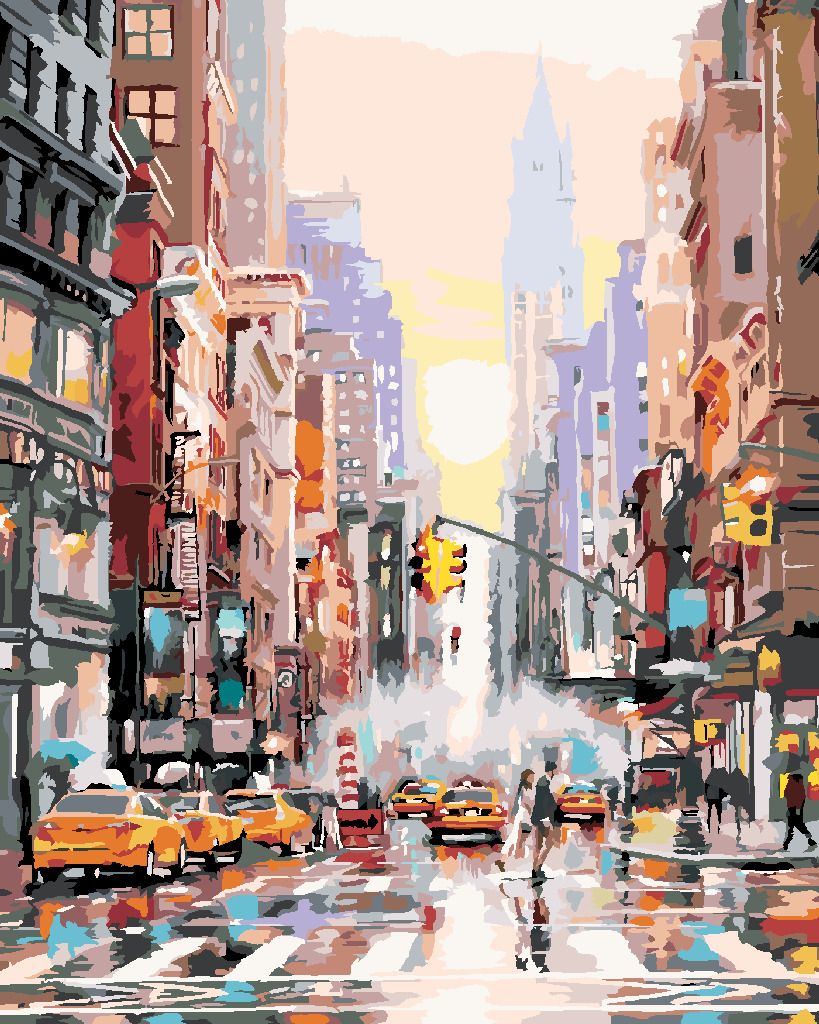 zuty Malování podle čísel - ULICE V NEW YORKU A ŽLUTÉ TAXÍKY (RICHARD MACNEIL) - Rozměr: 40x50 cm, Rámování: Varianta: vypnuté plátno na rám - obrázek 5