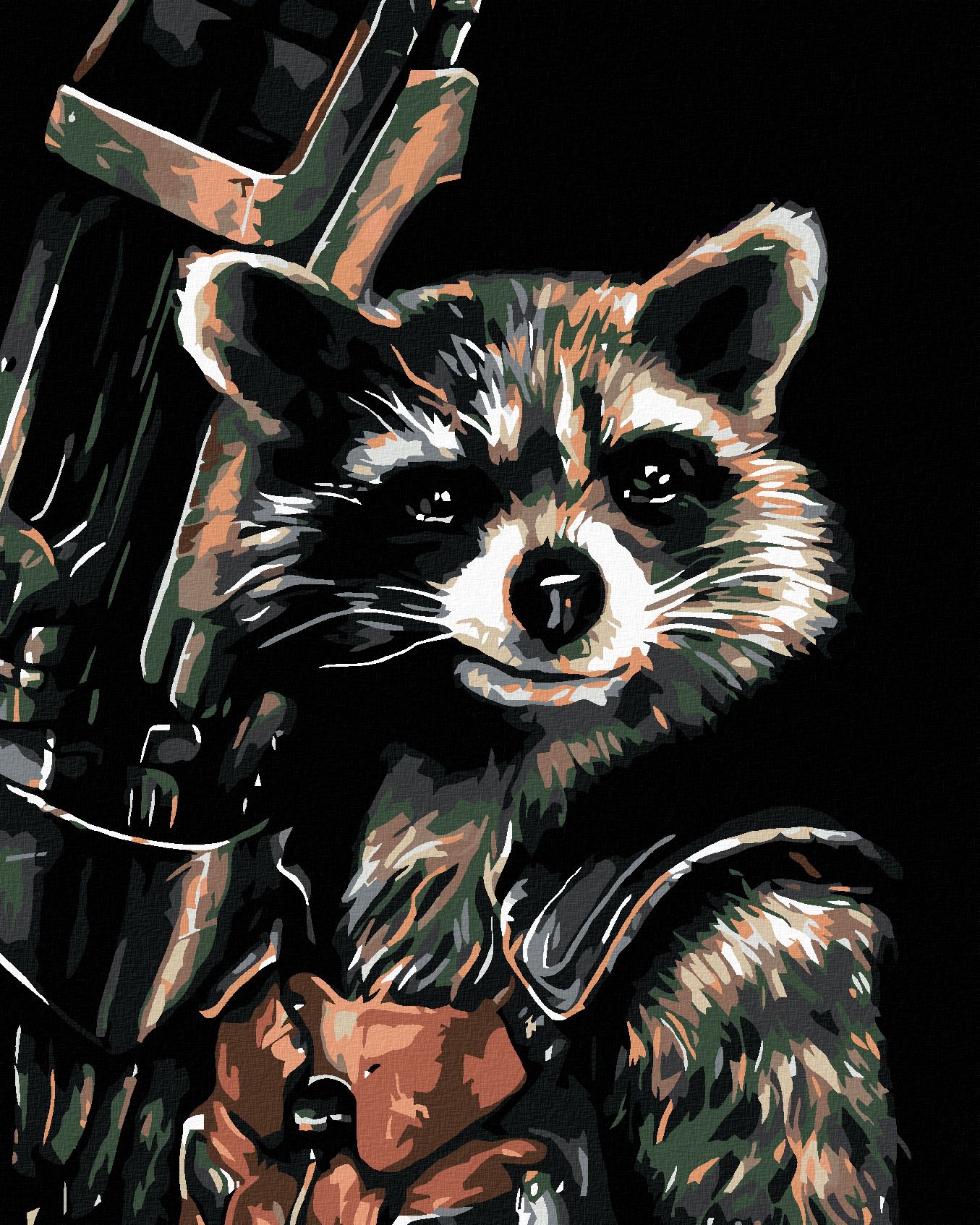 zuty Malování podle čísel - ROCKET RACOON - Rozměr: 40x50 cm, Rámování: Varianta: bez rámu a bez vypnutí plátna - obrázek 1