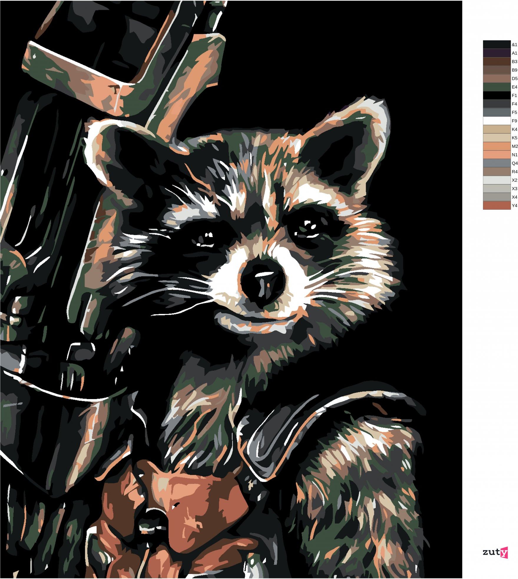 zuty Malování podle čísel - ROCKET RACOON - Rozměr: 40x50 cm, Rámování: Varianta: bez rámu a bez vypnutí plátna - obrázek 18