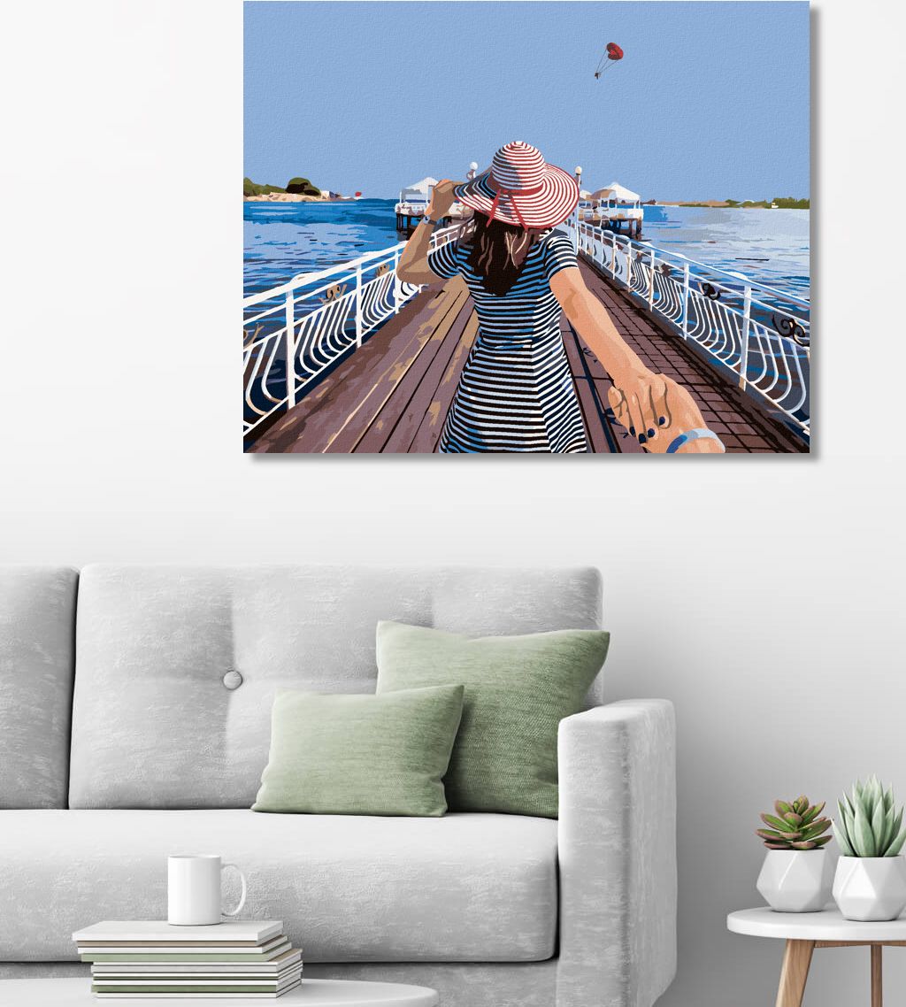 zuty Malování podle čísel - ŽENA NA MOLU - Rozměr: 40x50 cm, Rámování: Varianta: vypnuté plátno na rám - obrázek 6