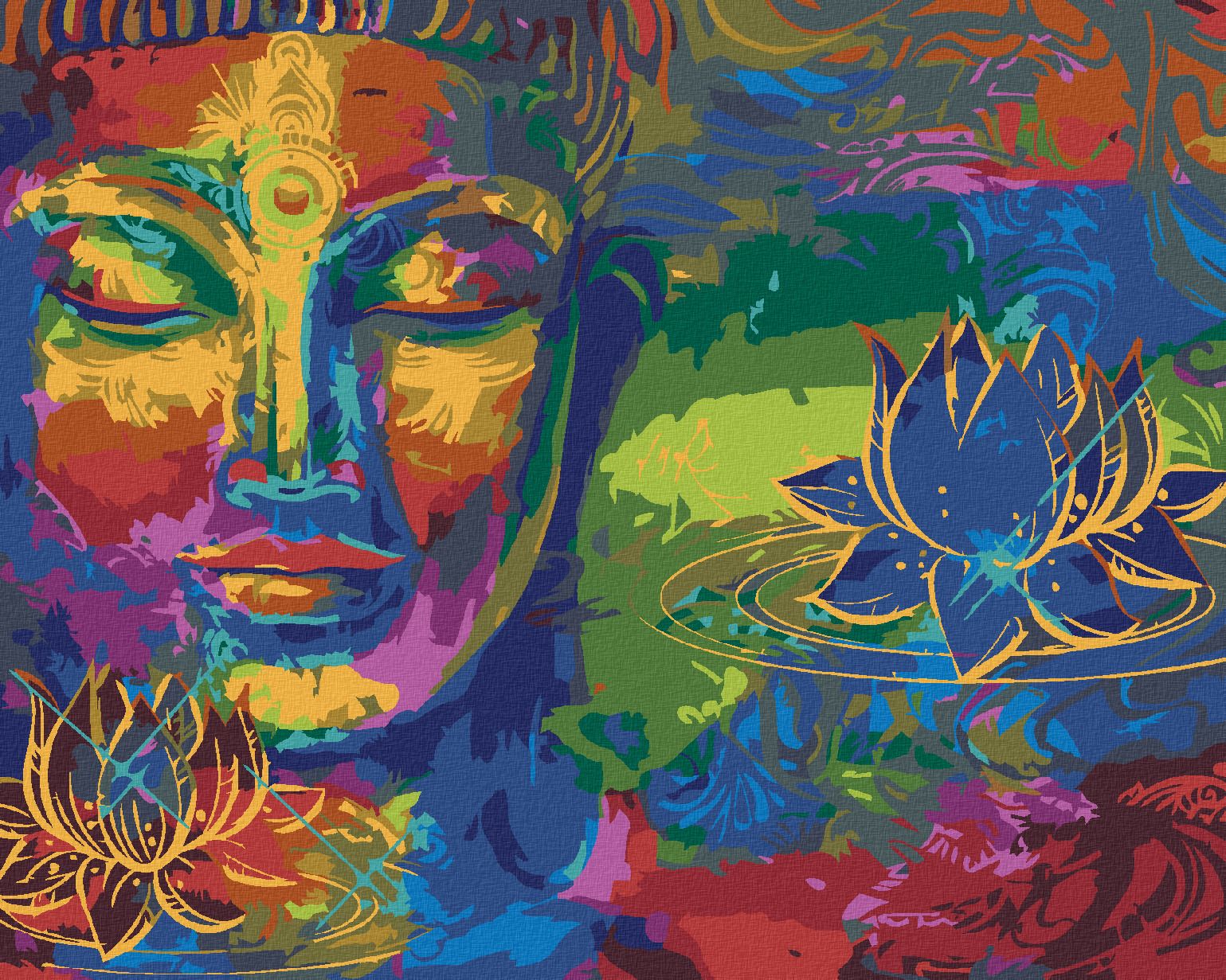 zuty Malování podle čísel - DUHOVÝ BUDDHA - Rozměr: 40x50 cm, Rámování: Varianta: bez rámu a bez vypnutí plátna - obrázek 1