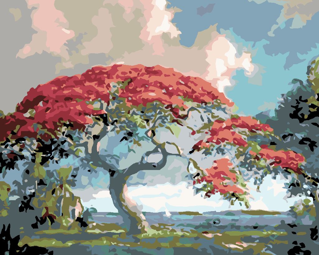 zuty Malování podle čísel - RUDÁ BONSAI - Rozměr: 40x50 cm, Rámování: Varianta: vypnuté plátno na rám - obrázek 4
