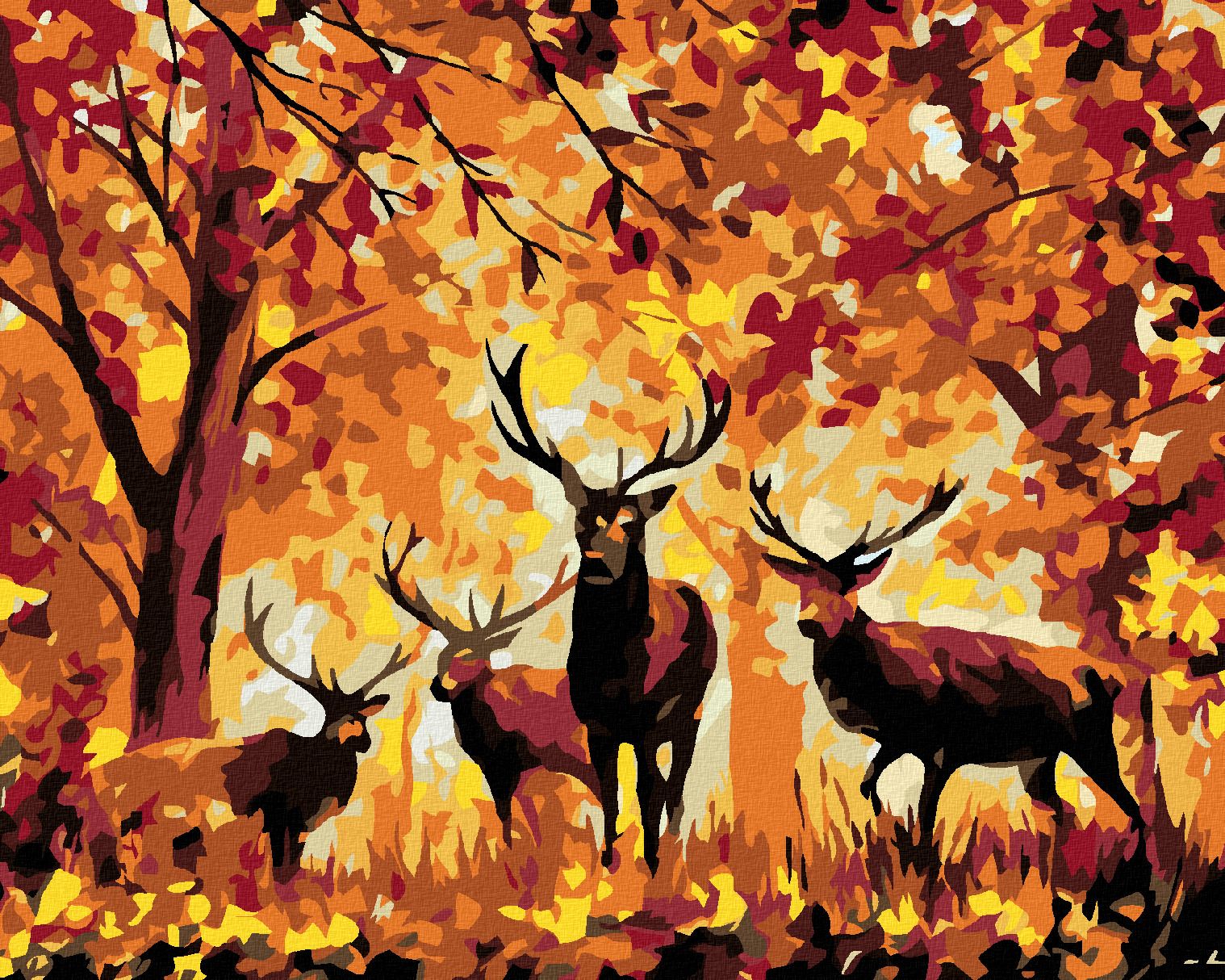 zuty Malování podle čísel - JELENI A PODZIMNÍ LES - Rozměr: 40x50 cm, Rámování: Varianta: vypnuté plátno na rám - obrázek 1