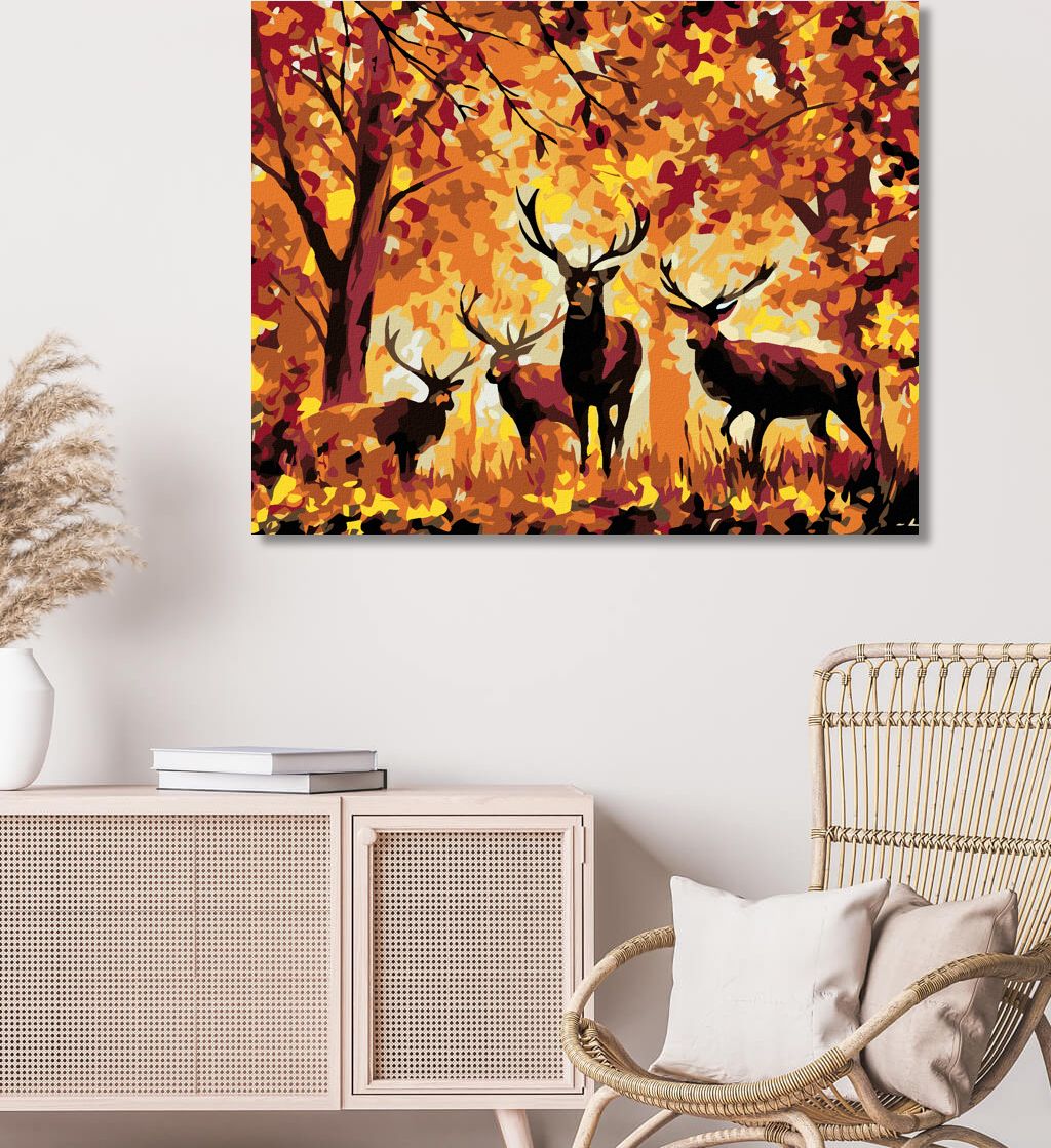 zuty Malování podle čísel - JELENI A PODZIMNÍ LES - Rozměr: 40x50 cm, Rámování: Varianta: vypnuté plátno na rám - obrázek 2