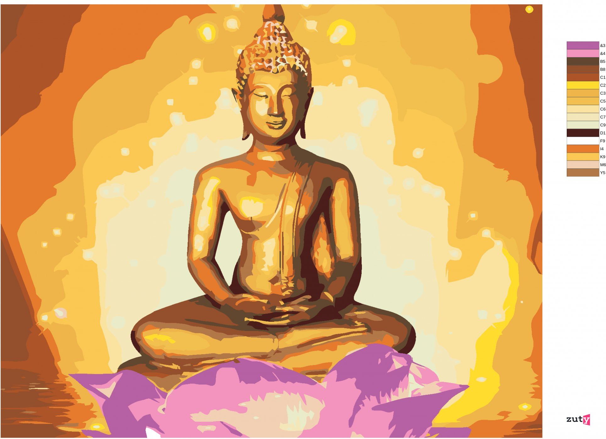 zuty Malování podle čísel - BUDDHA V LOTOSU II - Rozměr: 40x50 cm, Rámování: Varianta: vypnuté plátno na rám - obrázek 8