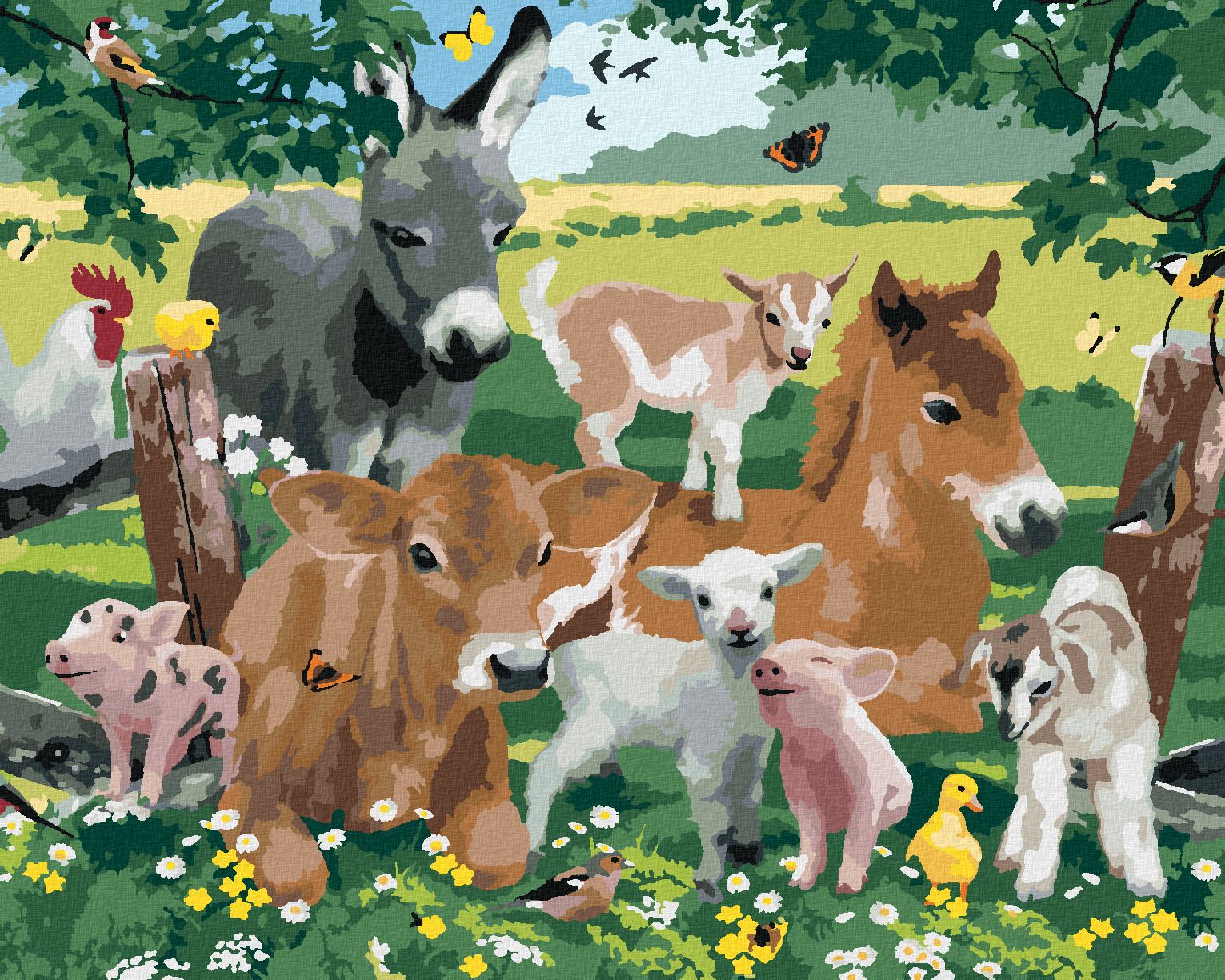 zuty Malování podle čísel - ZVÍŘATA NA FARMĚ (HOWARD ROBINSON) - Rozměr: 40x50 cm, Rámování: Varianta: bez rámu a bez vypnutí plátna - obrázek 1