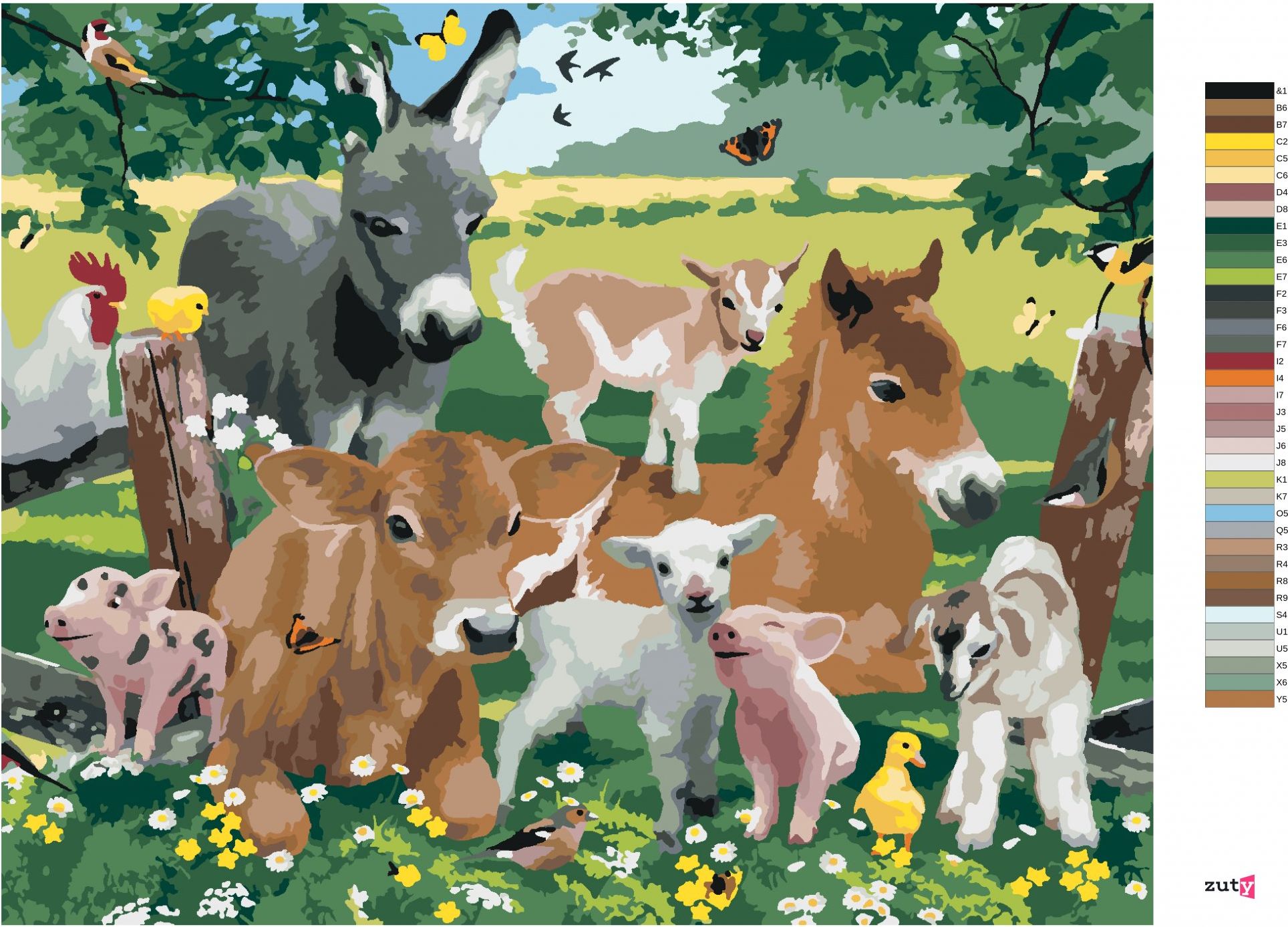 zuty Malování podle čísel - ZVÍŘATA NA FARMĚ (HOWARD ROBINSON) - Rozměr: 40x50 cm, Rámování: Varianta: bez rámu a bez vypnutí plátna - obrázek 8