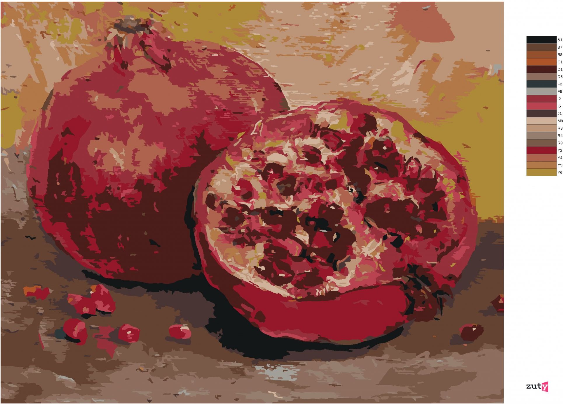 zuty Malování podle čísel - GRANÁTOVÉ JABLKO - Rozměr: 40x50 cm, Rámování: Varianta: vypnuté plátno na rám - obrázek 11