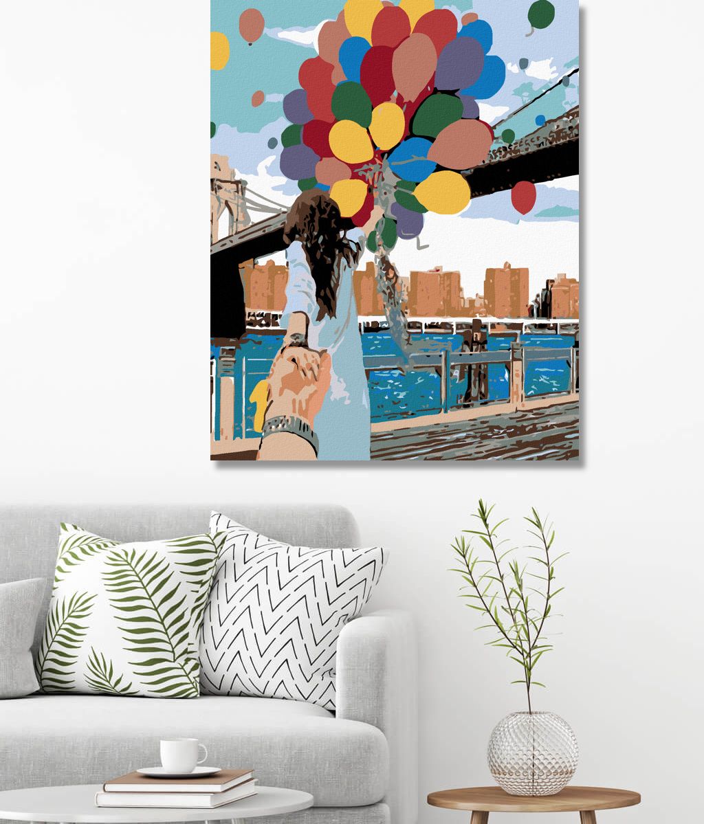 zuty Malování podle čísel - POUŠTĚNÍ BALÓNKŮ - Rozměr: 40x50 cm, Rámování: Varianta: vypnuté plátno na rám - obrázek 4