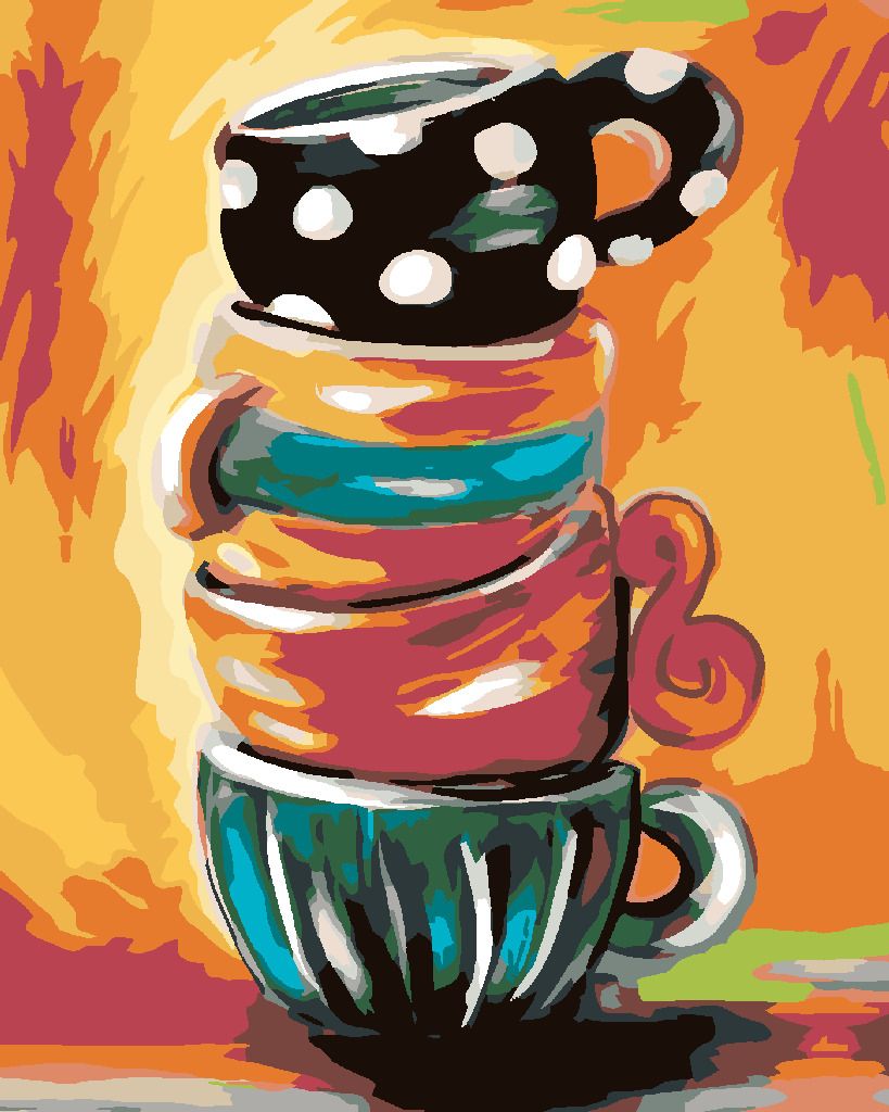 zuty Malování podle čísel - MALOVANÉ HRNKY - Rozměr: 40x50 cm, Rámování: Varianta: bez rámu a bez vypnutí plátna - obrázek 3