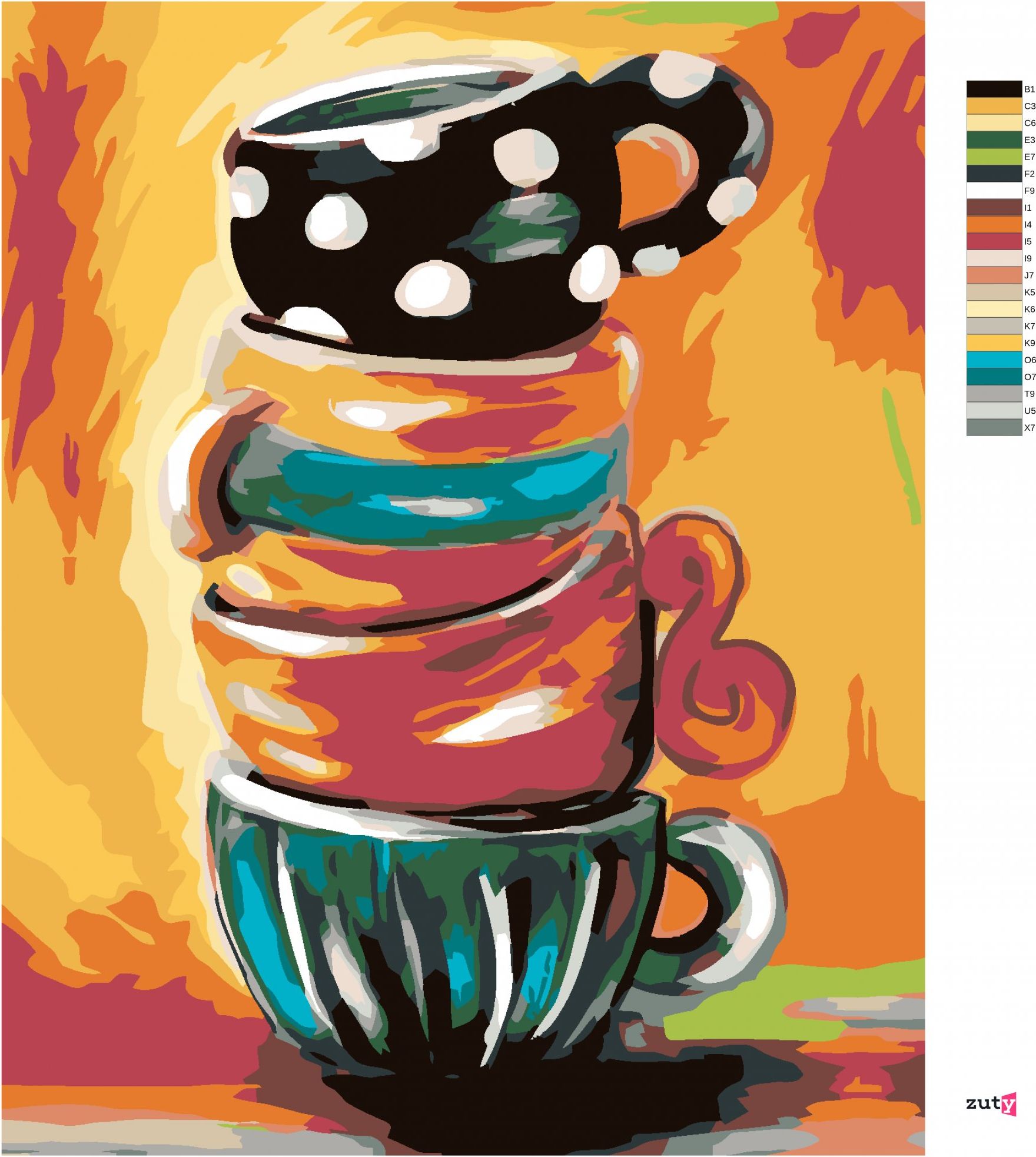 zuty Malování podle čísel - MALOVANÉ HRNKY - Rozměr: 40x50 cm, Rámování: Varianta: vypnuté plátno na rám - obrázek 10