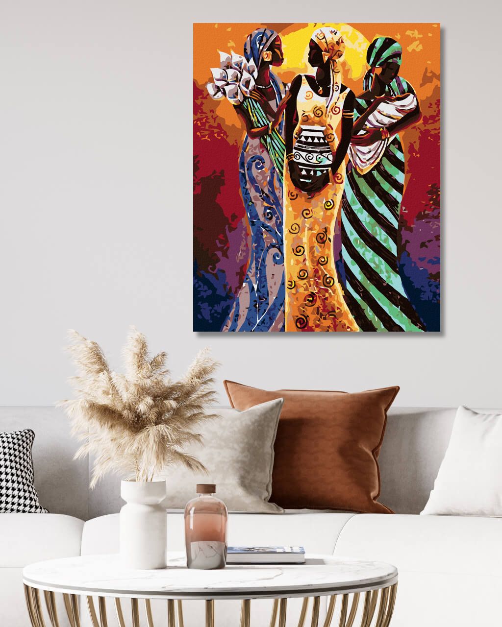 zuty Malování podle čísel - TŘI AFRICKÉ ŽENY - Rozměr: 40x50 cm, Rámování: Varianta: vypnuté plátno na rám - obrázek 3