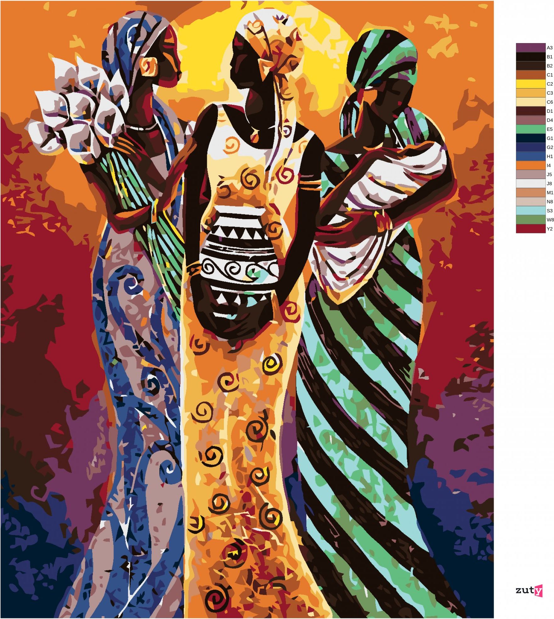zuty Malování podle čísel - TŘI AFRICKÉ ŽENY - Rozměr: 40x50 cm, Rámování: Varianta: vypnuté plátno na rám - obrázek 10