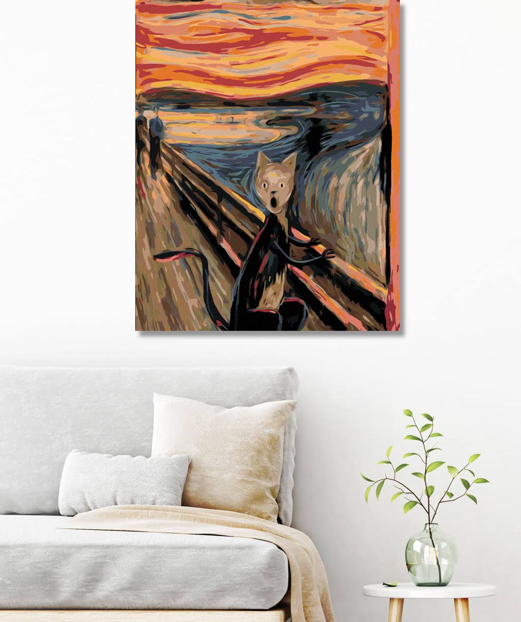 zuty Malování podle čísel - VÝKŘIK KOCOURA - INSPIRACE E. MUNCH - Rozměr: 40x50 cm, Rámování: Varianta: vypnuté plátno na rám - obrázek 3
