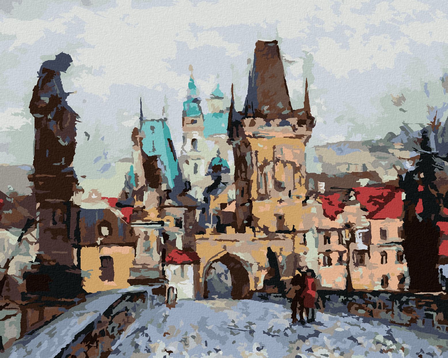 zuty Malování podle čísel - KARLŮV MOST NA PODZIM - Rozměr: 40x50 cm, Rámování: Varianta: vypnuté plátno na rám - obrázek 1