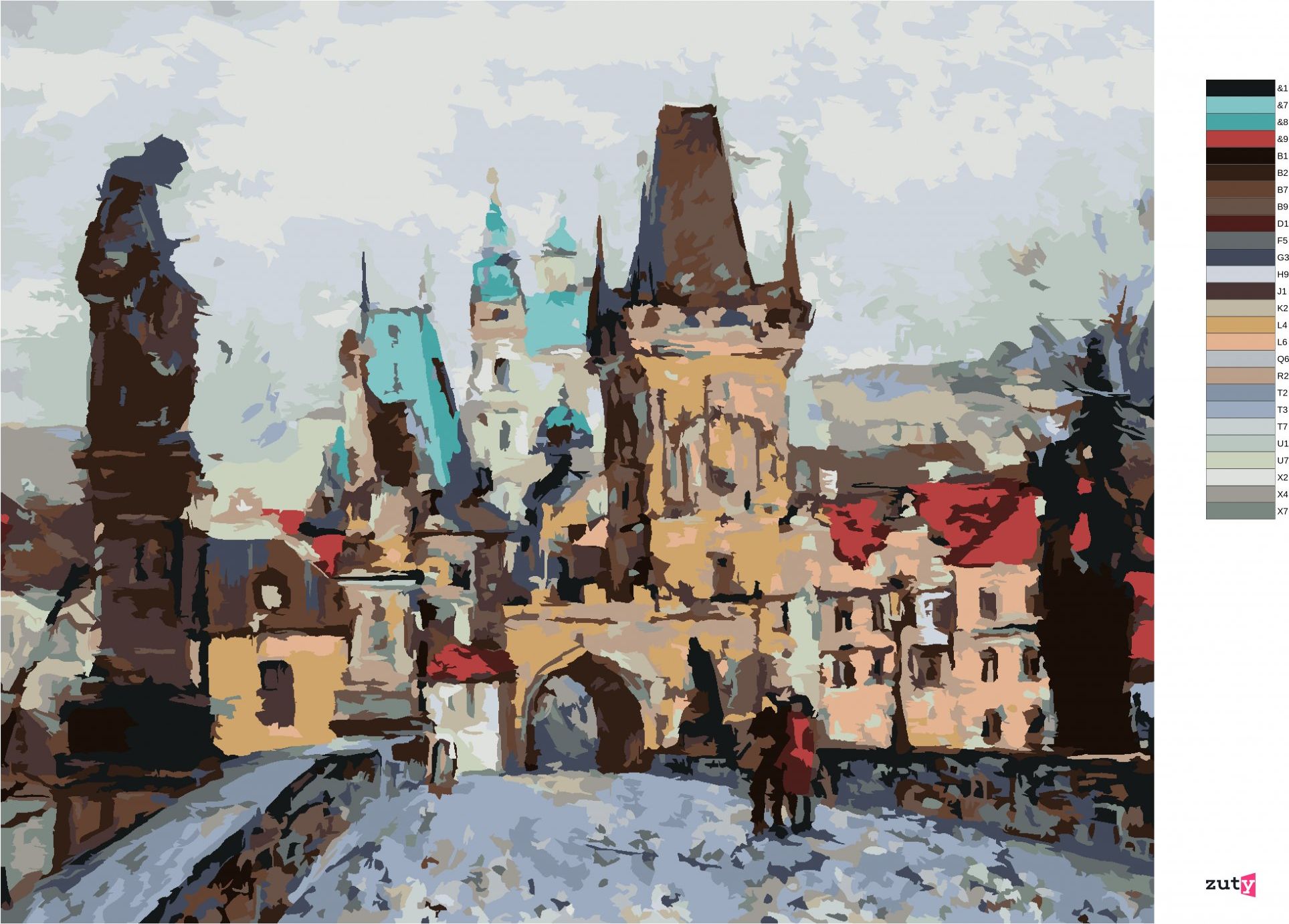 zuty Malování podle čísel - KARLŮV MOST NA PODZIM - Rozměr: 40x50 cm, Rámování: Varianta: vypnuté plátno na rám - obrázek 5