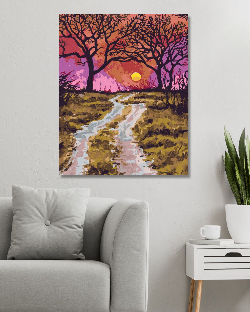 zuty Malování podle čísel - CESTIČKA NA PODZIM A ZÁPAD SLUNCE - Rozměr: 40x50 cm, Rámování: Varianta: vypnuté plátno na rám - obrázek 9