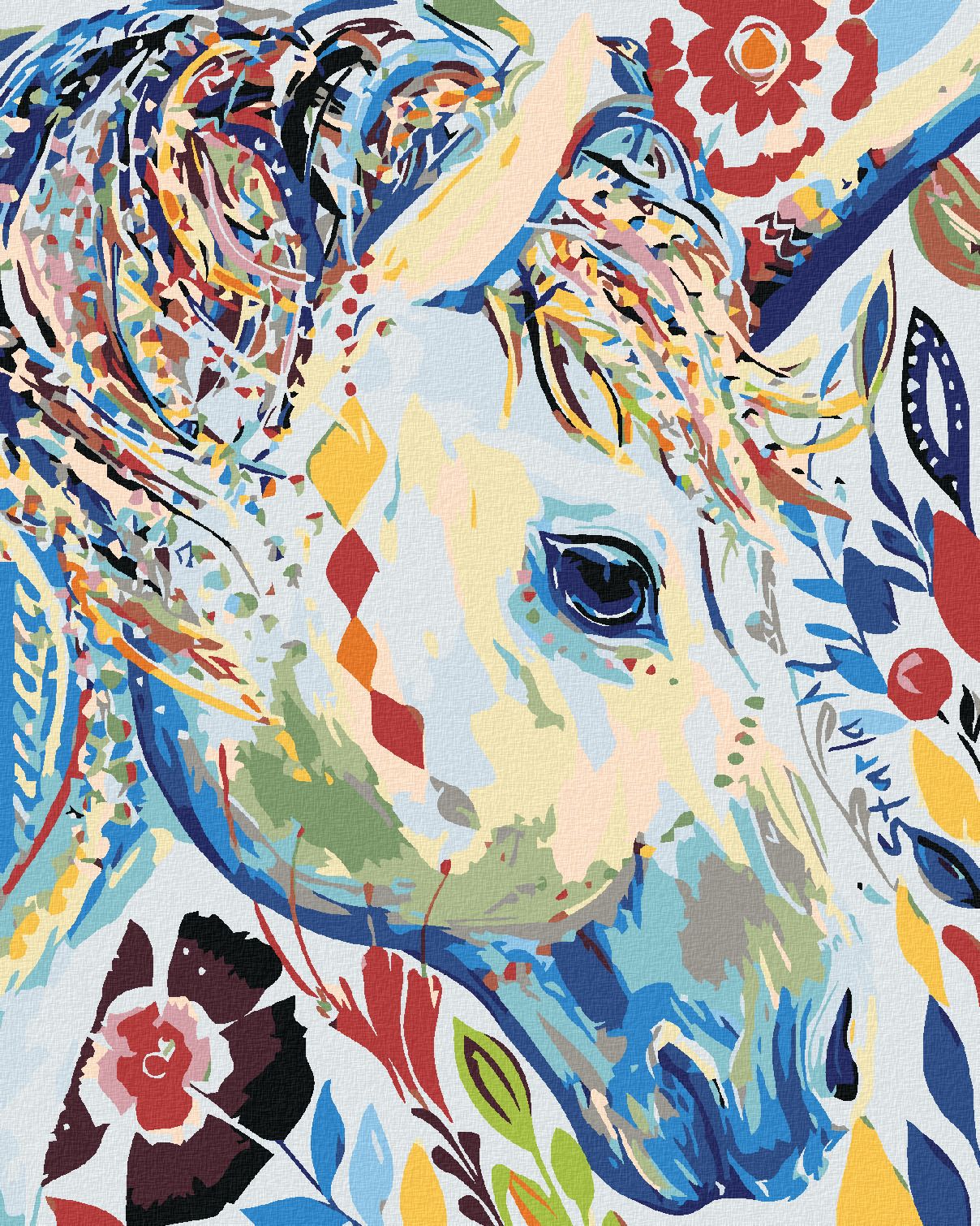 zuty Malování podle čísel - KVĚTINOVÁ BÍLÁ KOBYLA - Rozměr: 40x50 cm, Rámování: Varianta: vypnuté plátno na rám - obrázek 1