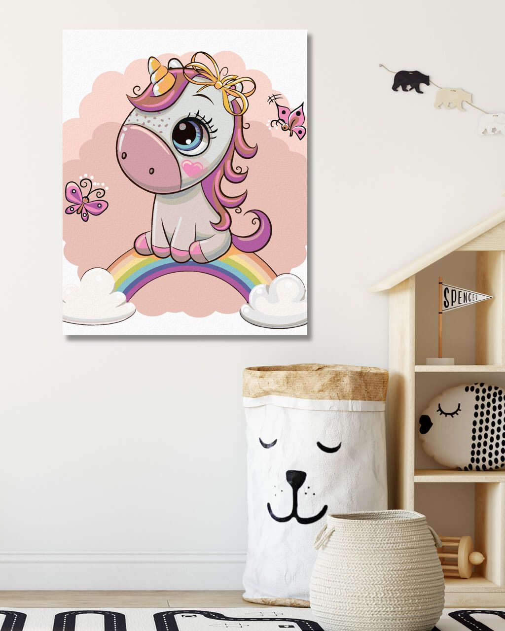 zuty Malování podle čísel - MALÝ JEDNOROŽEC A DUHA - Rozměr: 40x50 cm, Rámování: Varianta: bez rámu a bez vypnutí plátna - obrázek 2