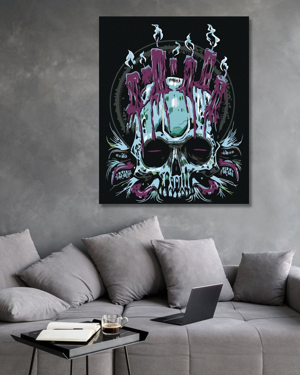 zuty Malování podle čísel - LEBKA A SVÍČKY - Rozměr: 40x50 cm, Rámování: Varianta: vypnuté plátno na rám - obrázek 2