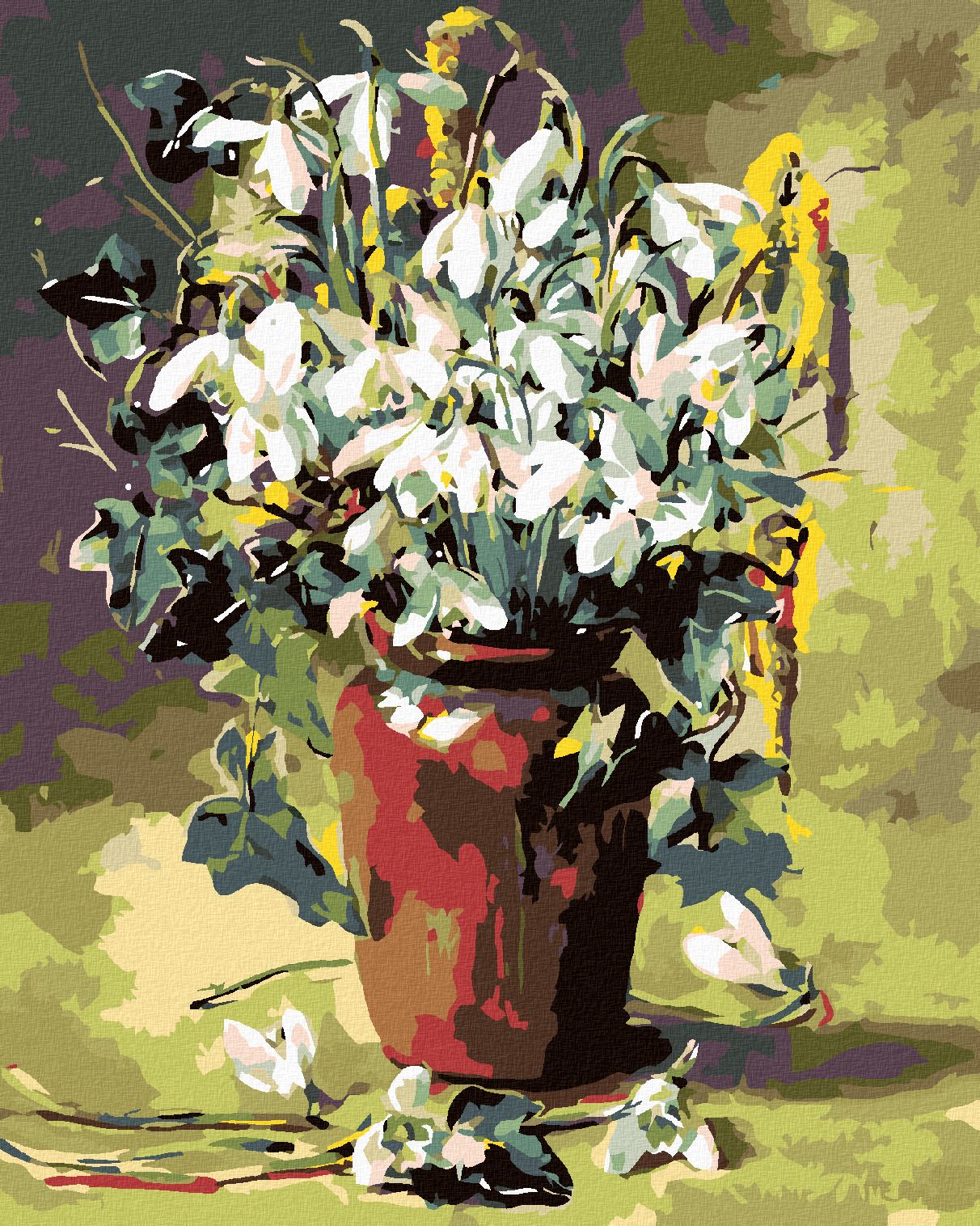zuty Malování podle čísel - VELIKONOČNÍ KVÍTÍ V HNĚDÉ VÁZE - Rozměr: 40x50 cm, Rámování: Varianta: vypnuté plátno na rám - obrázek 1
