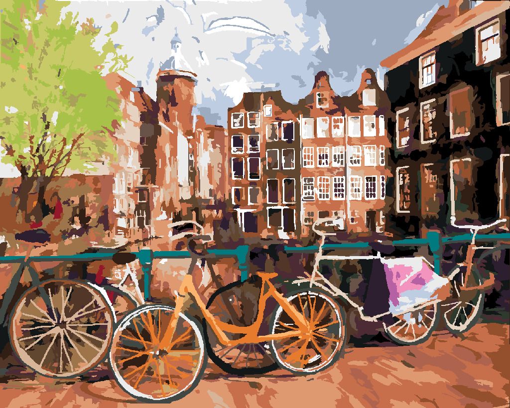 zuty Malování podle čísel - KOLA V AMSTERDAMU - Rozměr: 40x50 cm, Rámování: Varianta: vypnuté plátno na rám - obrázek 8