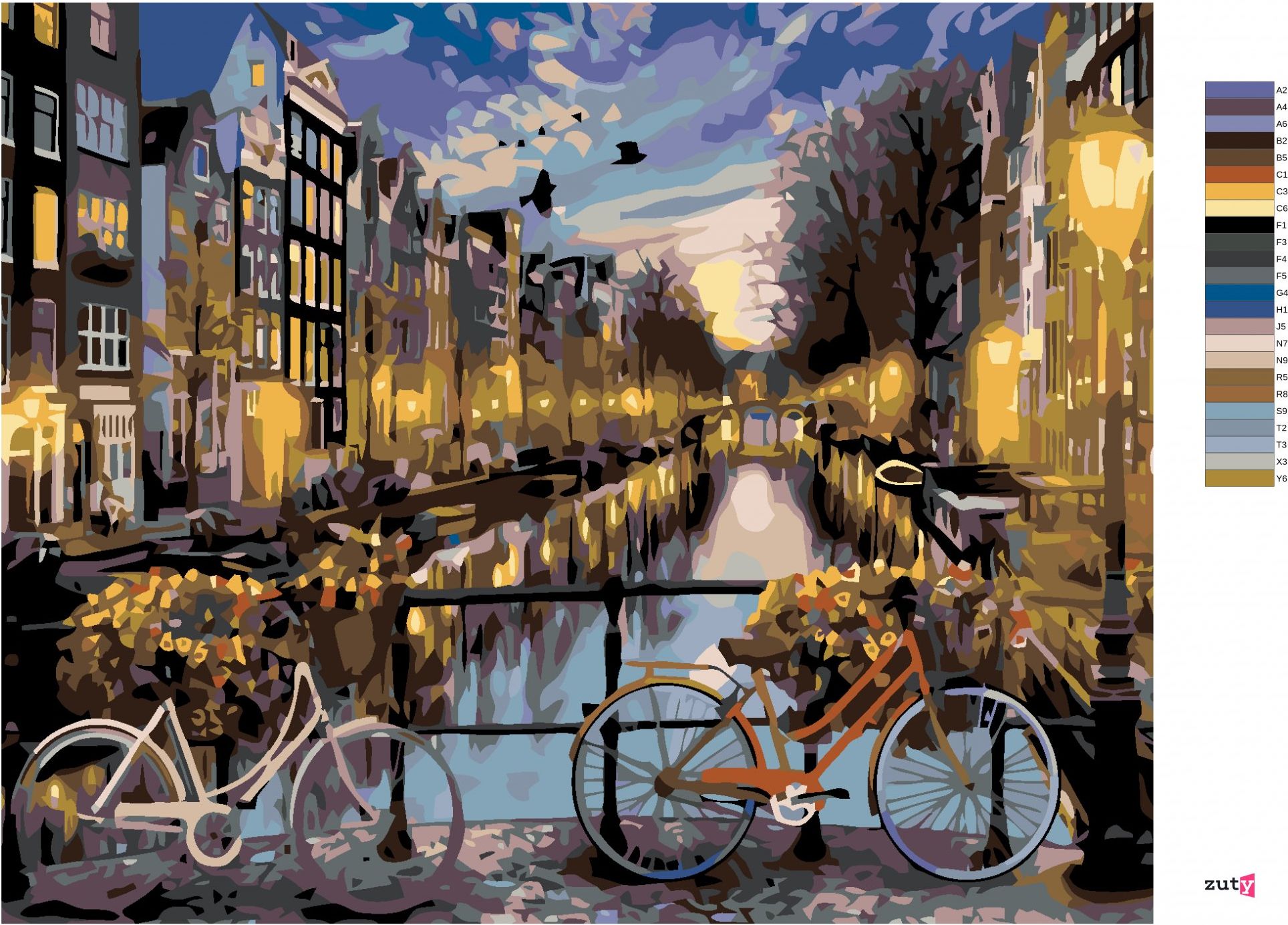 zuty Malování podle čísel - KOLA V AMSTERDAMU - Rozměr: 40x50 cm, Rámování: Varianta: vypnuté plátno na rám - obrázek 15