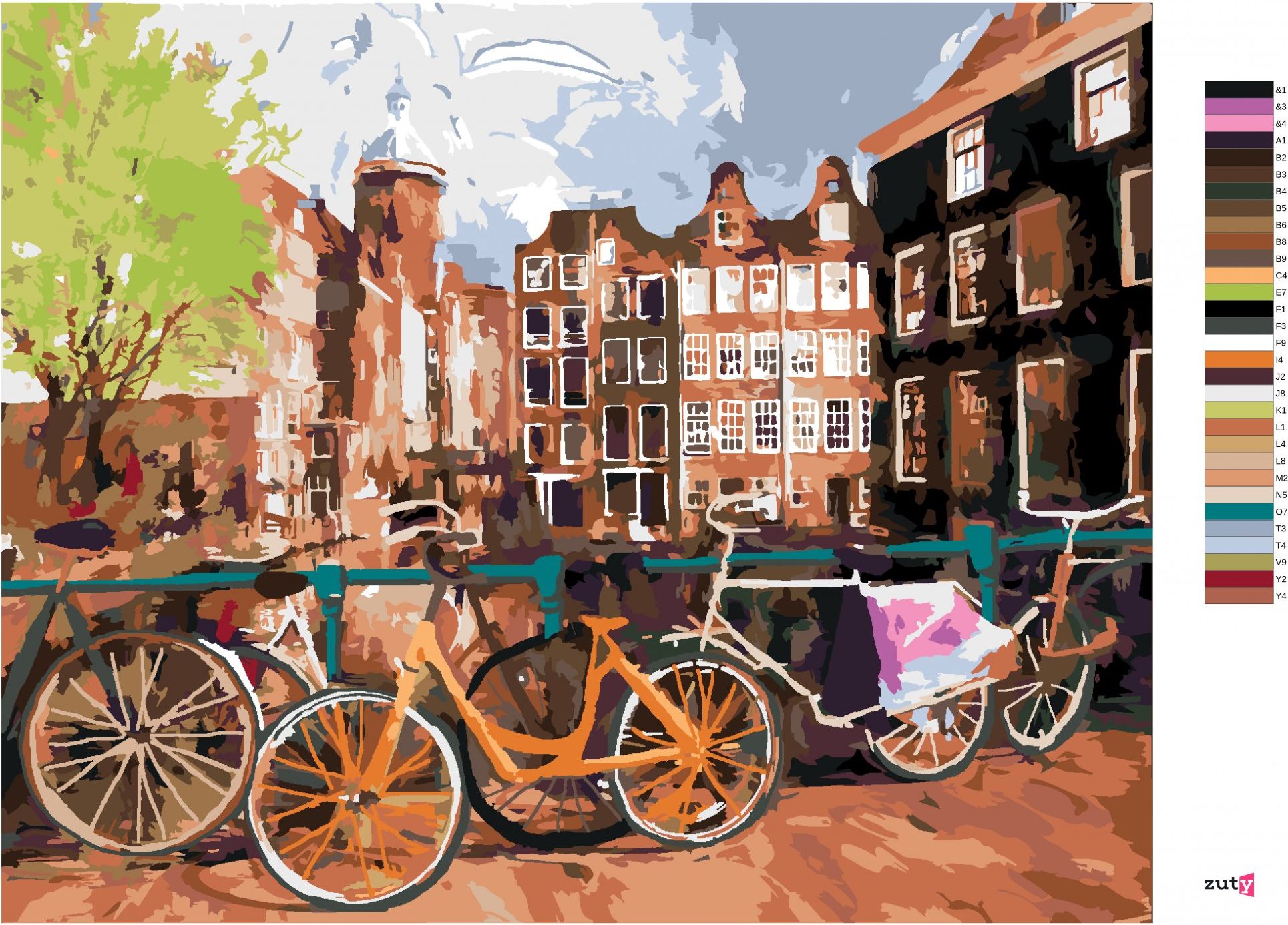 zuty Malování podle čísel - KOLA V AMSTERDAMU - Rozměr: 40x50 cm, Rámování: Varianta: vypnuté plátno na rám - obrázek 17