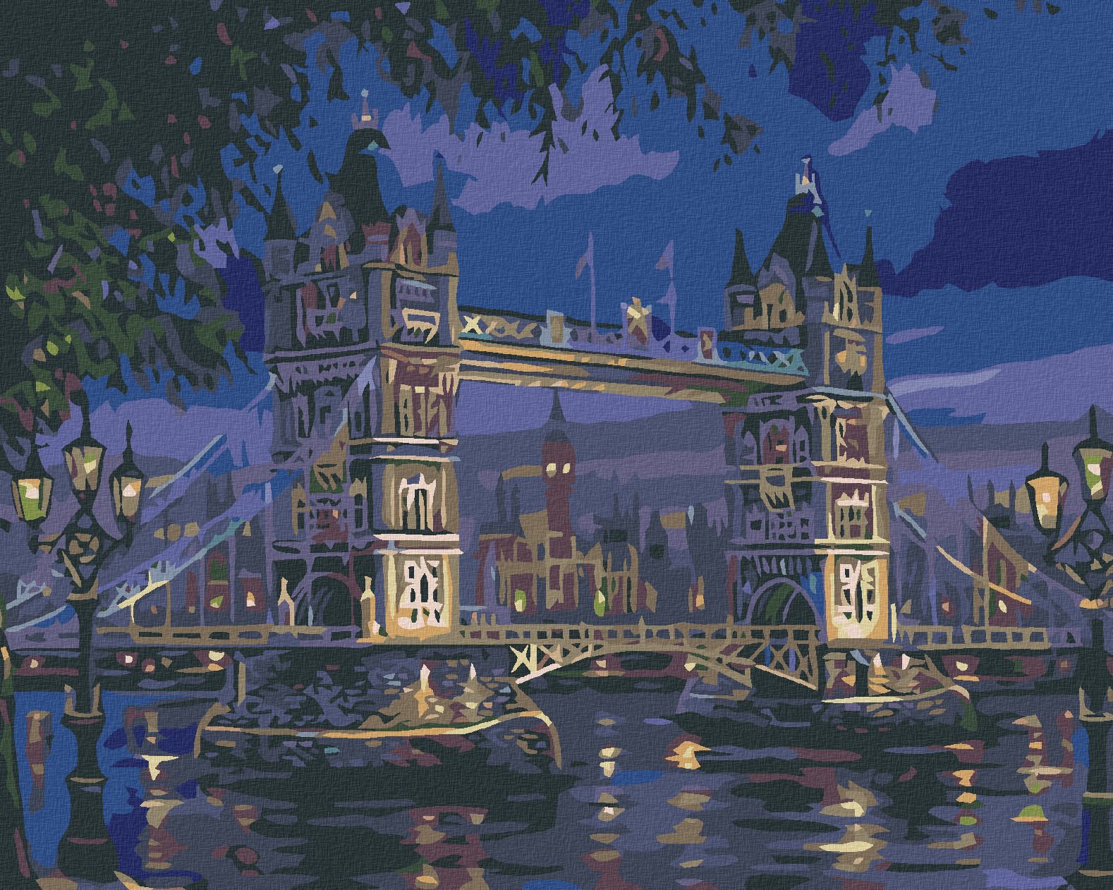 zuty Malování podle čísel - TOWER BRIDGE V NOCI - Rozměr: 40x50 cm, Rámování: Varianta: vypnuté plátno na rám - obrázek 1