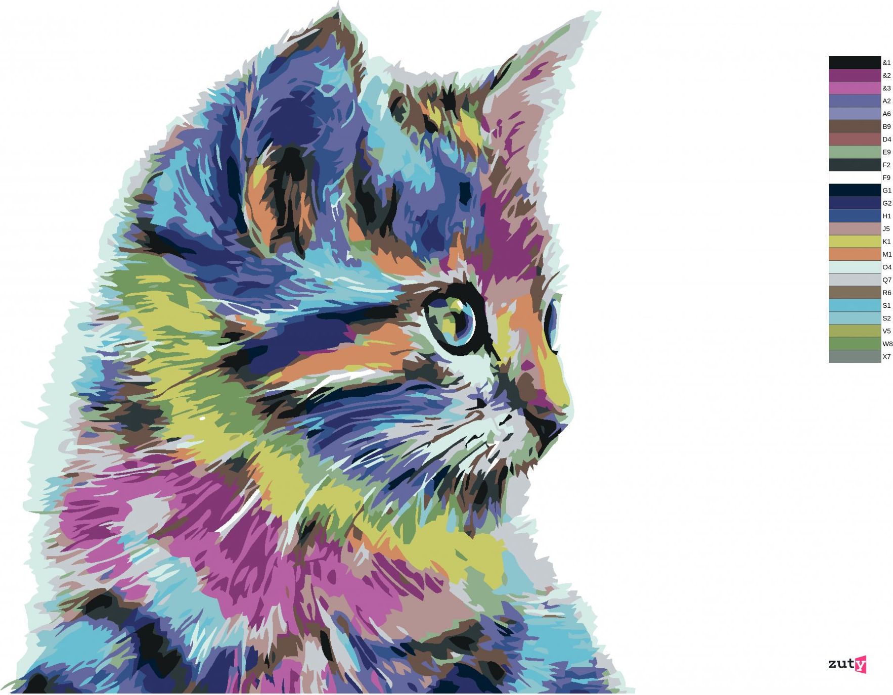 zuty Malování podle čísel - KOČIČKA - Rozměr: 40x50 cm, Rámování: Varianta: vypnuté plátno na rám - obrázek 3