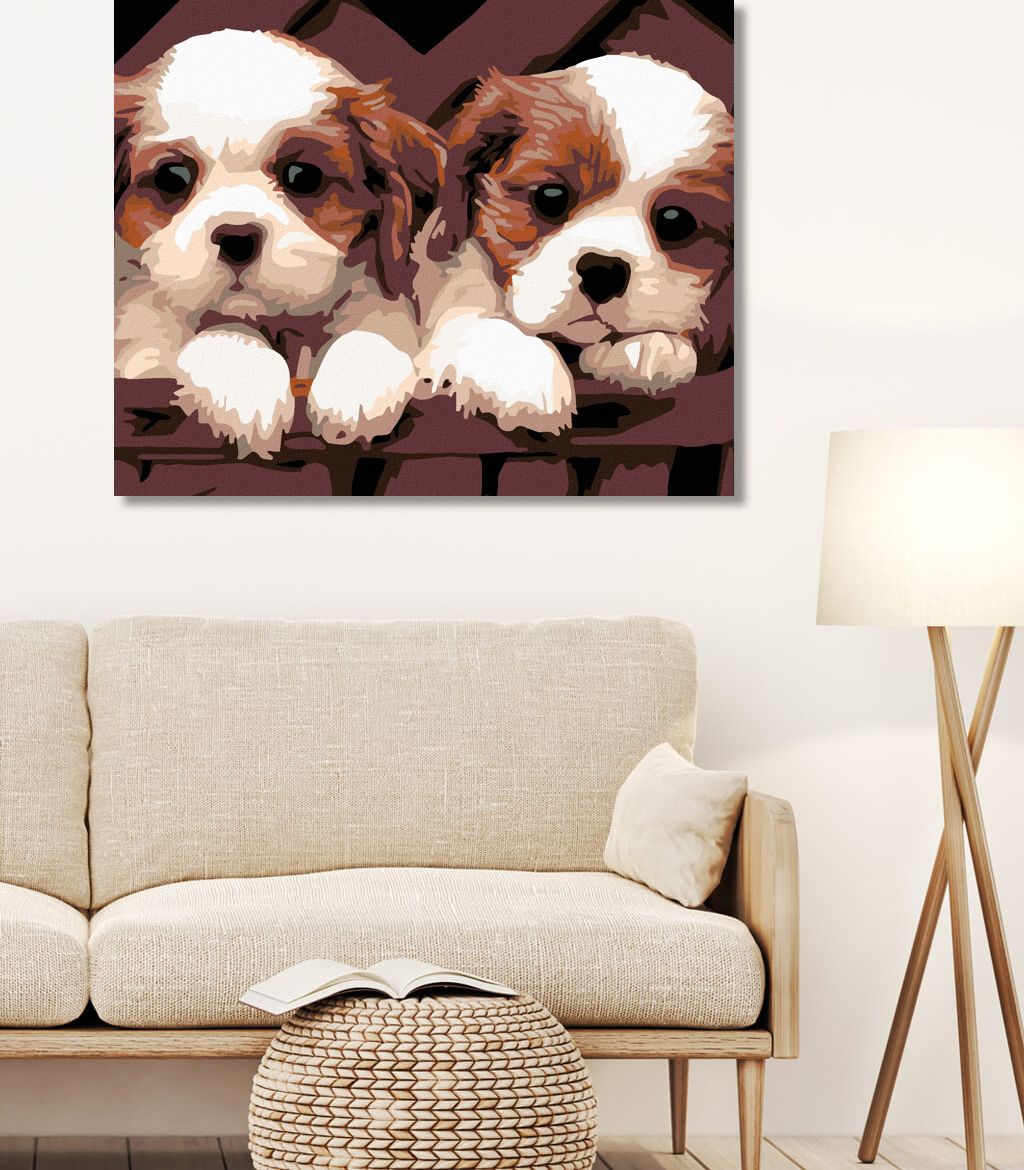 zuty Malování podle čísel - BÍLOHNĚDÁ ŠTĚŇÁTKA - Rozměr: 40x50 cm, Rámování: Varianta: bez rámu a bez vypnutí plátna - obrázek 9