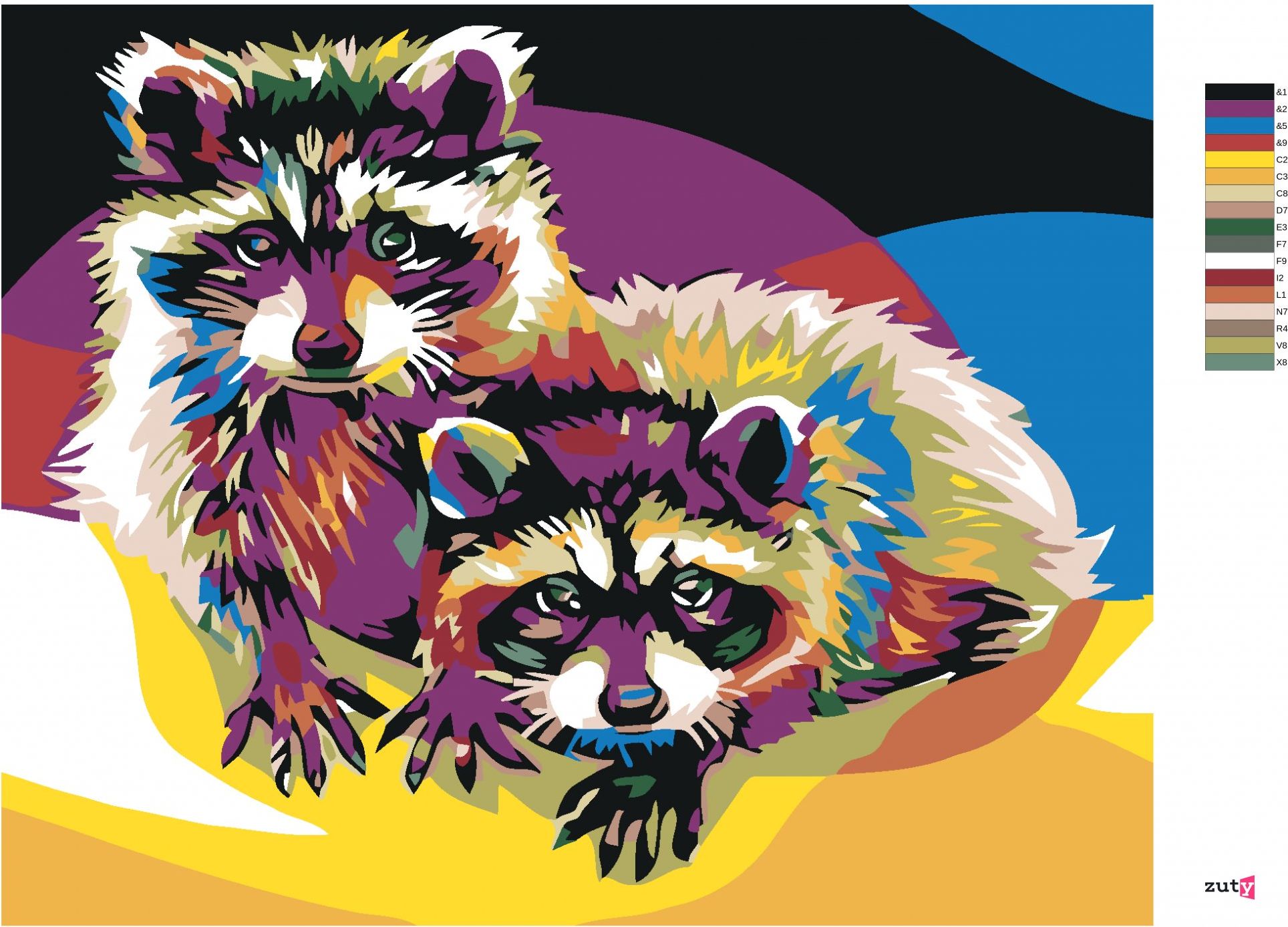 zuty Malování podle čísel - BAREVNÍ MÝVALOVÉ - Rozměr: 40x50 cm, Rámování: Varianta: bez rámu a bez vypnutí plátna - obrázek 2