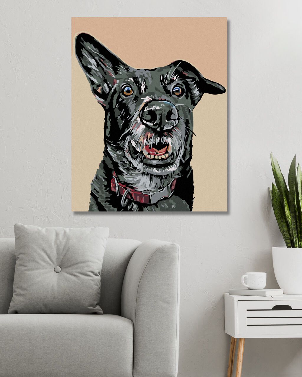 zuty Malování podle čísel - ČERNÝ PES A NASTRAŽENÉ UCHO - Rozměr: 40x50 cm, Rámování: Varianta: vypnuté plátno na rám - obrázek 10