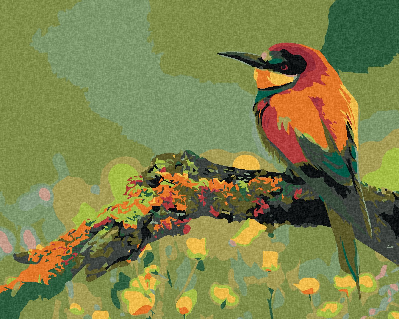 zuty Malování podle čísel - MALÝ BAREVNÝ PTÁČEK SE ŠPIČATÝM ZOBÁKEM - Rozměr: 40x50 cm, Rámování: Varianta: bez rámu a bez vypnutí plátna - obrázek 1