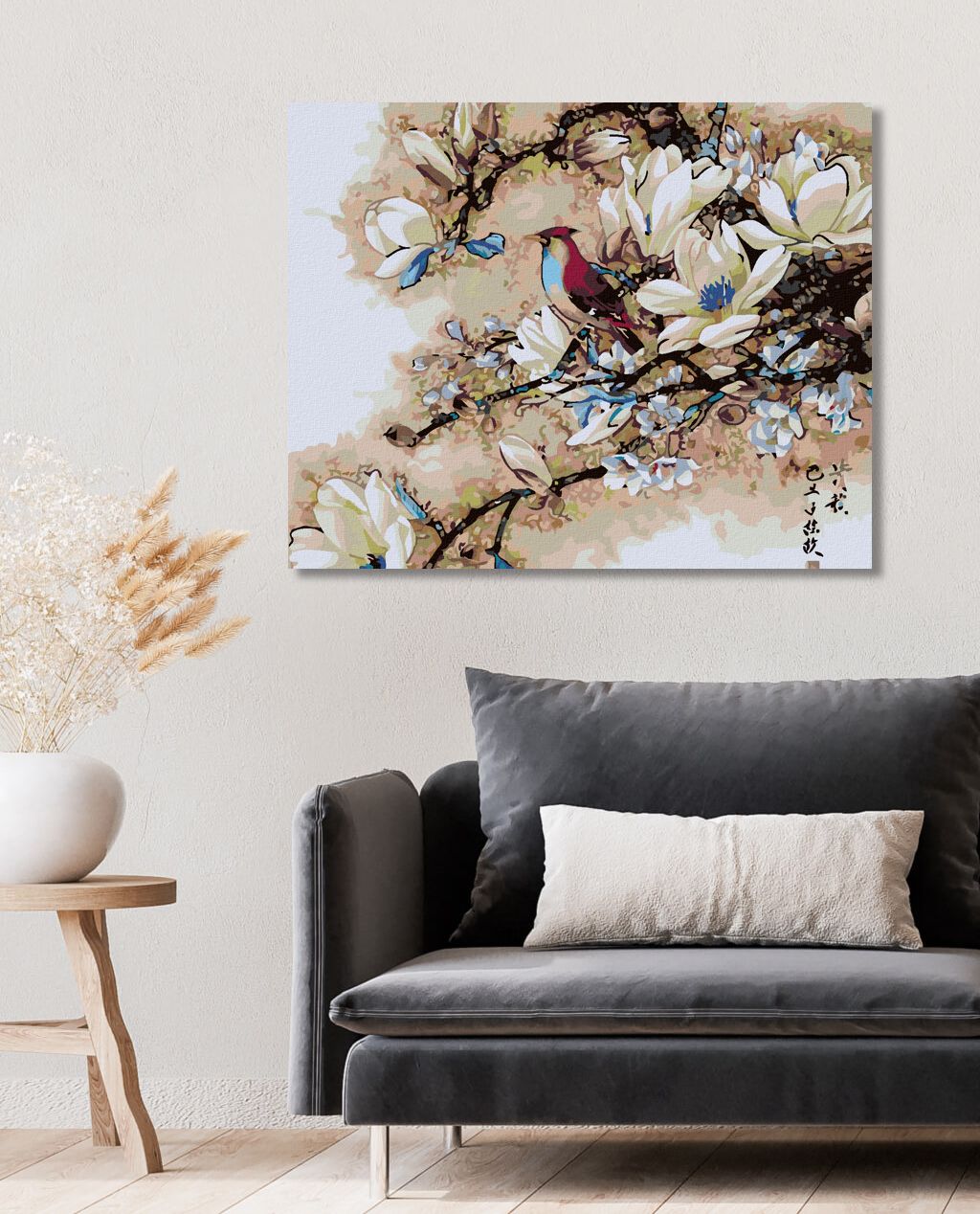 zuty Malování podle čísel - PTÁČEK VE VĚTVÍCH - Rozměr: 40x50 cm, Rámování: Varianta: vypnuté plátno na rám - obrázek 4