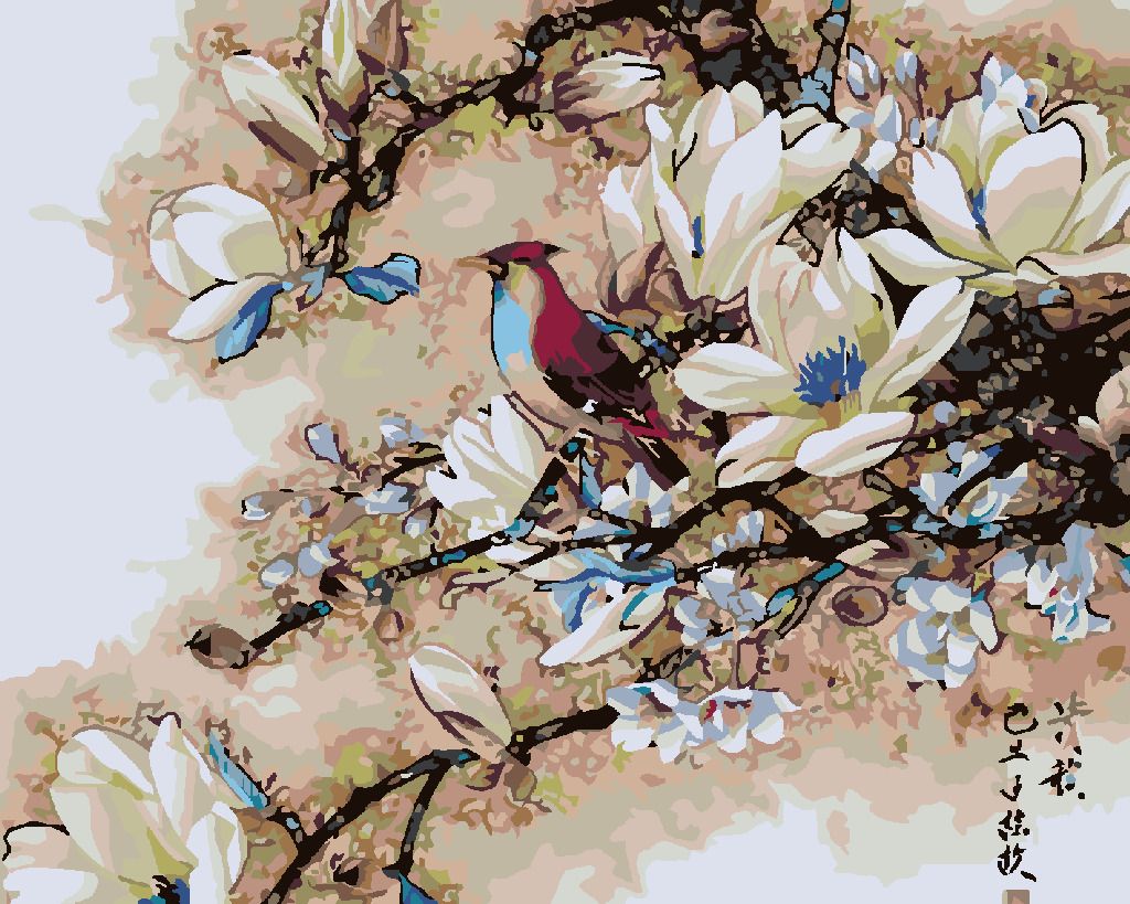 zuty Malování podle čísel - PTÁČEK VE VĚTVÍCH - Rozměr: 40x50 cm, Rámování: Varianta: vypnuté plátno na rám - obrázek 5