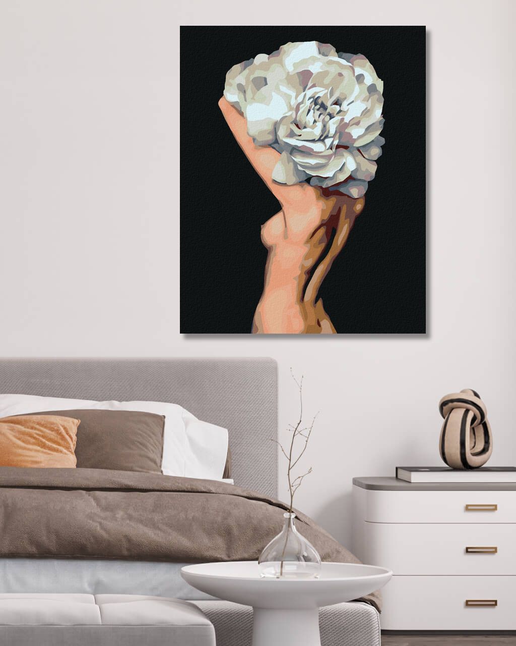 zuty Malování podle čísel - NAHÁ ŽENA ZA VELKÝM KVĚTEM - Rozměr: 40x50 cm, Rámování: Varianta: vypnuté plátno na rám - obrázek 6