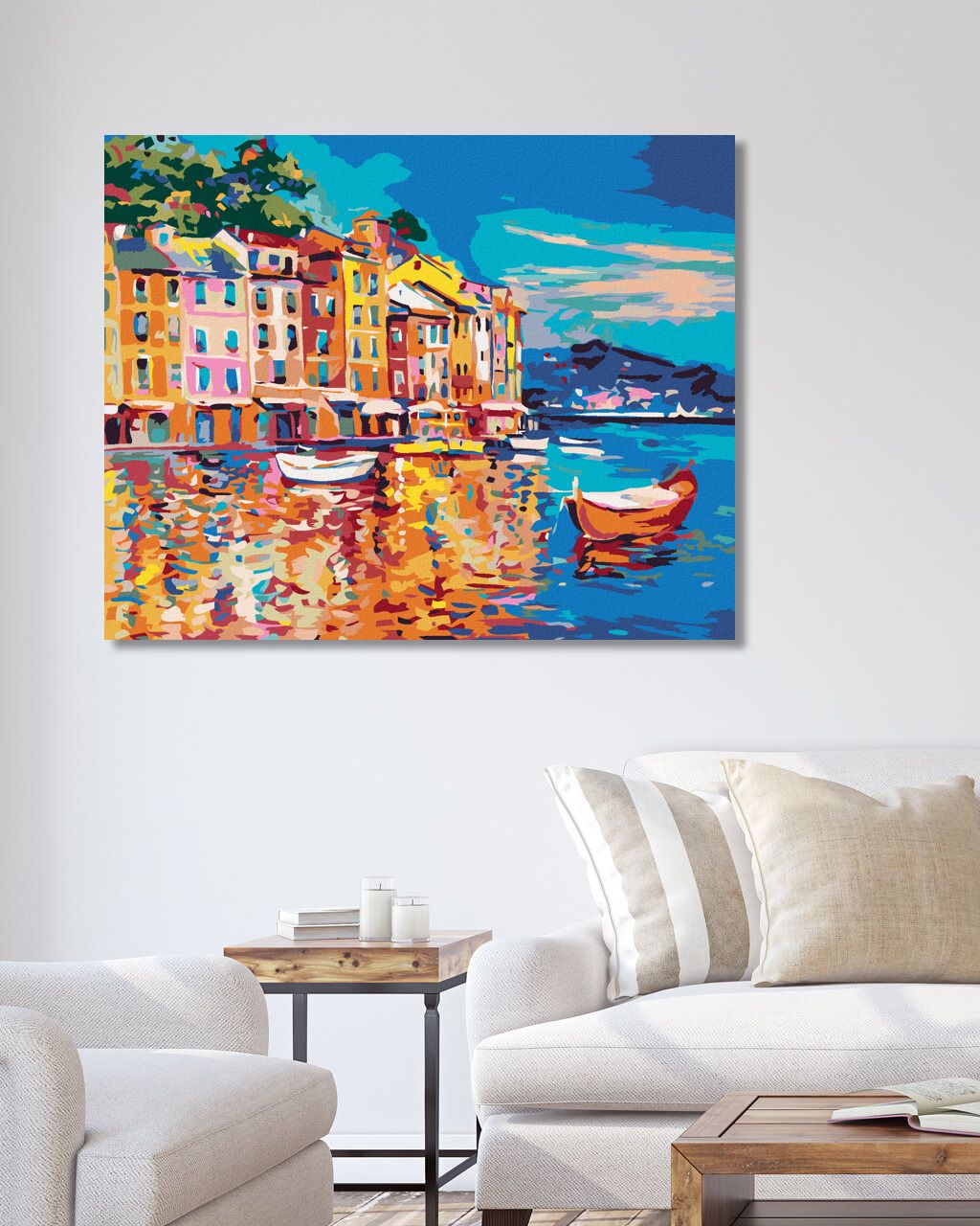zuty Malování podle čísel - LODĚ NA MOŘI U PŘÍSTAVU - Rozměr: 40x50 cm, Rámování: Varianta: vypnuté plátno na rám - obrázek 4