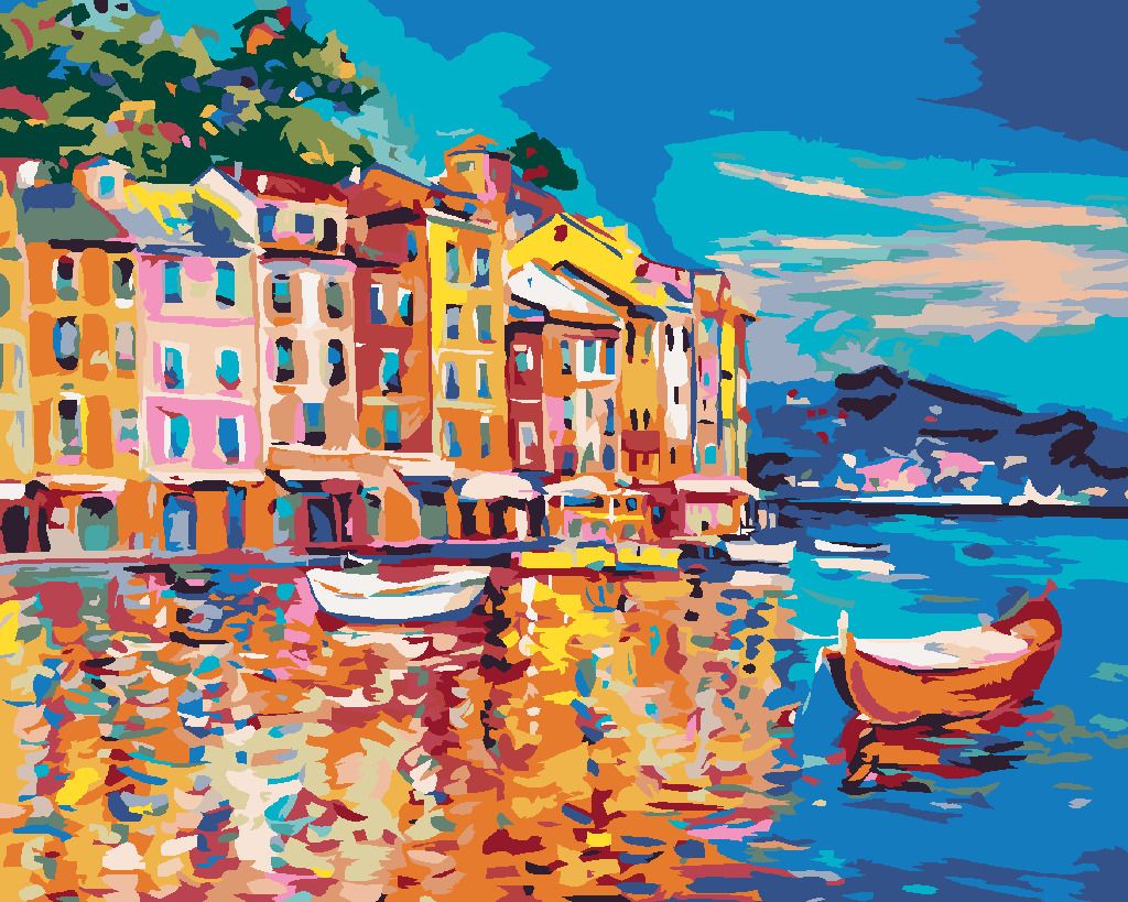 zuty Malování podle čísel - LODĚ NA MOŘI U PŘÍSTAVU - Rozměr: 40x50 cm, Rámování: Varianta: vypnuté plátno na rám - obrázek 6