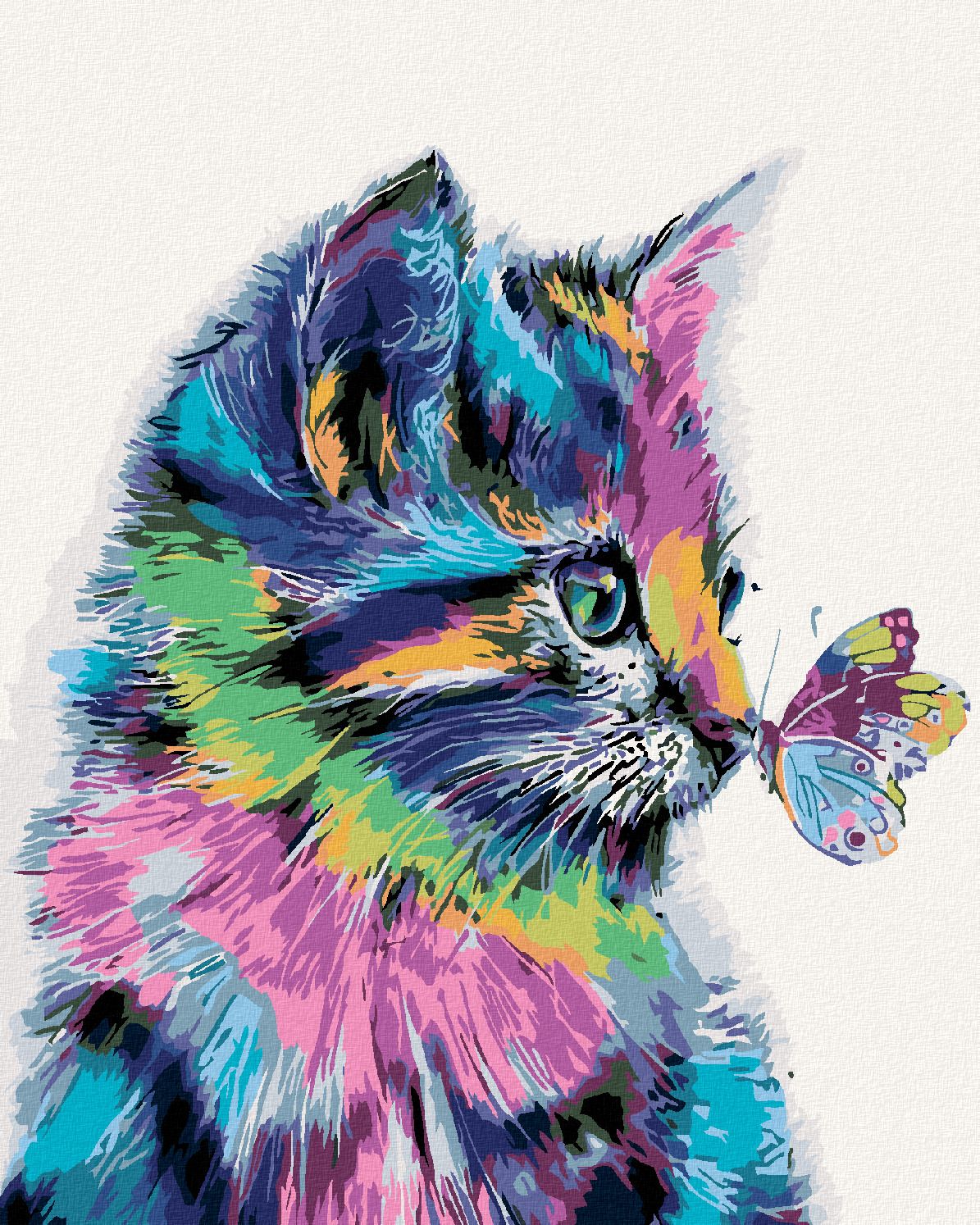 zuty Malování podle čísel - KOČIČKA S MOTÝLKEM - Rozměr: 40x50 cm, Rámování: Varianta: bez rámu a bez vypnutí plátna - obrázek 1