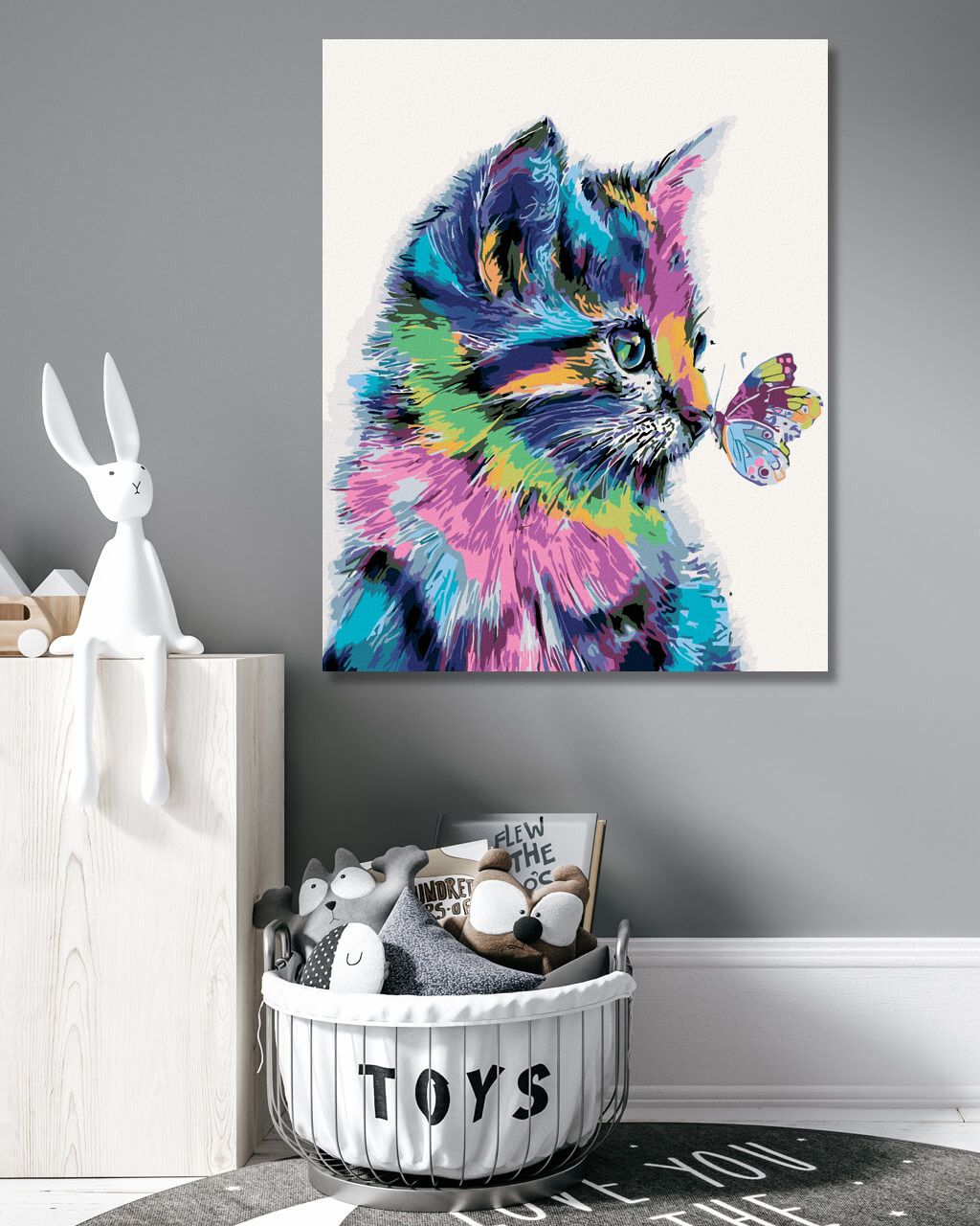 zuty Malování podle čísel - KOČIČKA S MOTÝLKEM - Rozměr: 40x50 cm, Rámování: Varianta: vypnuté plátno na rám - obrázek 4