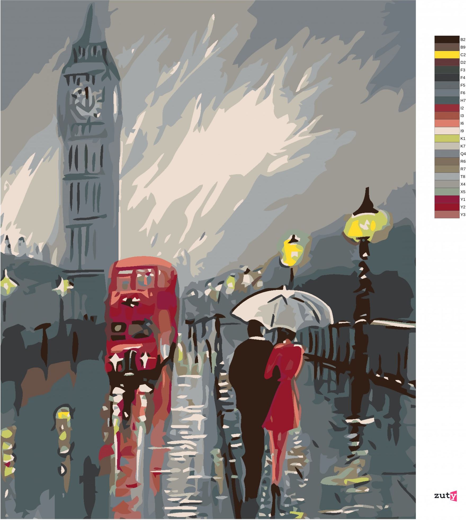 zuty Malování podle čísel - BIG BEN V DEŠTI - Rozměr: 40x50 cm, Rámování: Varianta: vypnuté plátno na rám - obrázek 7