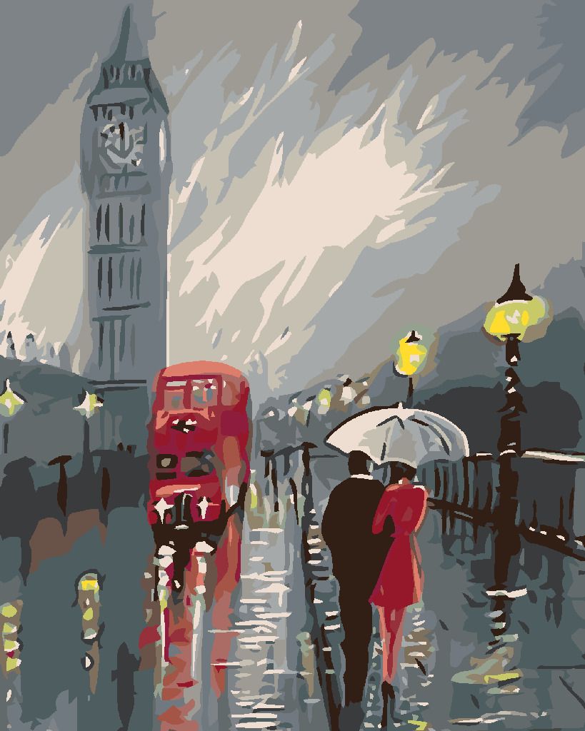 zuty Malování podle čísel - BIG BEN V DEŠTI - Rozměr: 40x50 cm, Rámování: Varianta: vypnuté plátno na rám - obrázek 9
